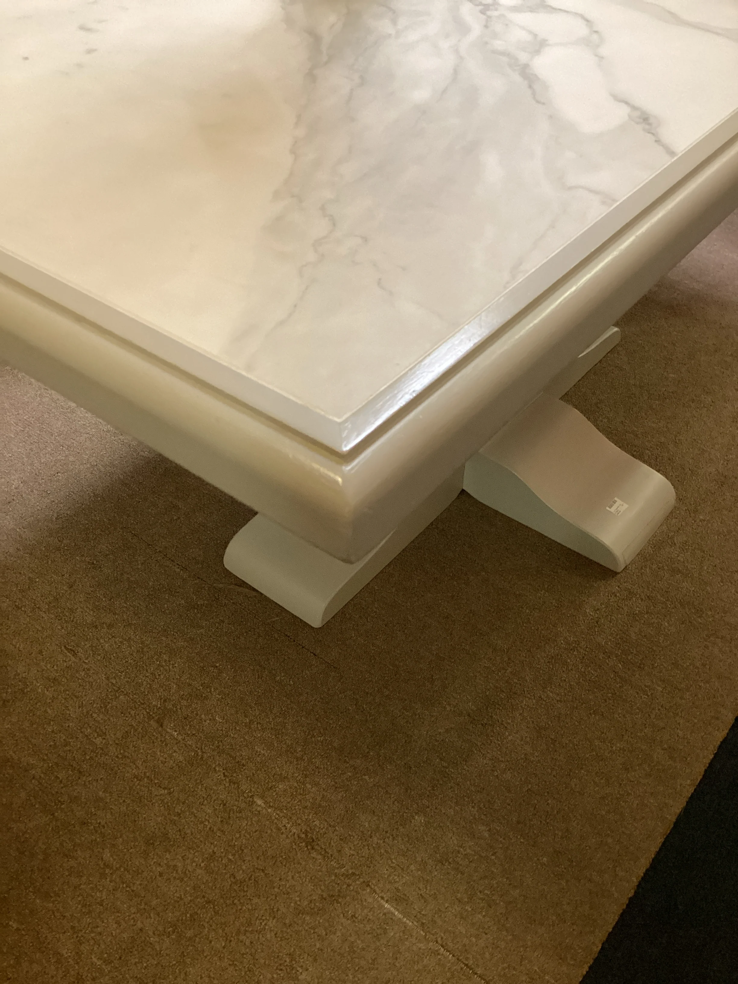 Ballard Grey Pedestal Base Table with Faux Marble Top - Image 3