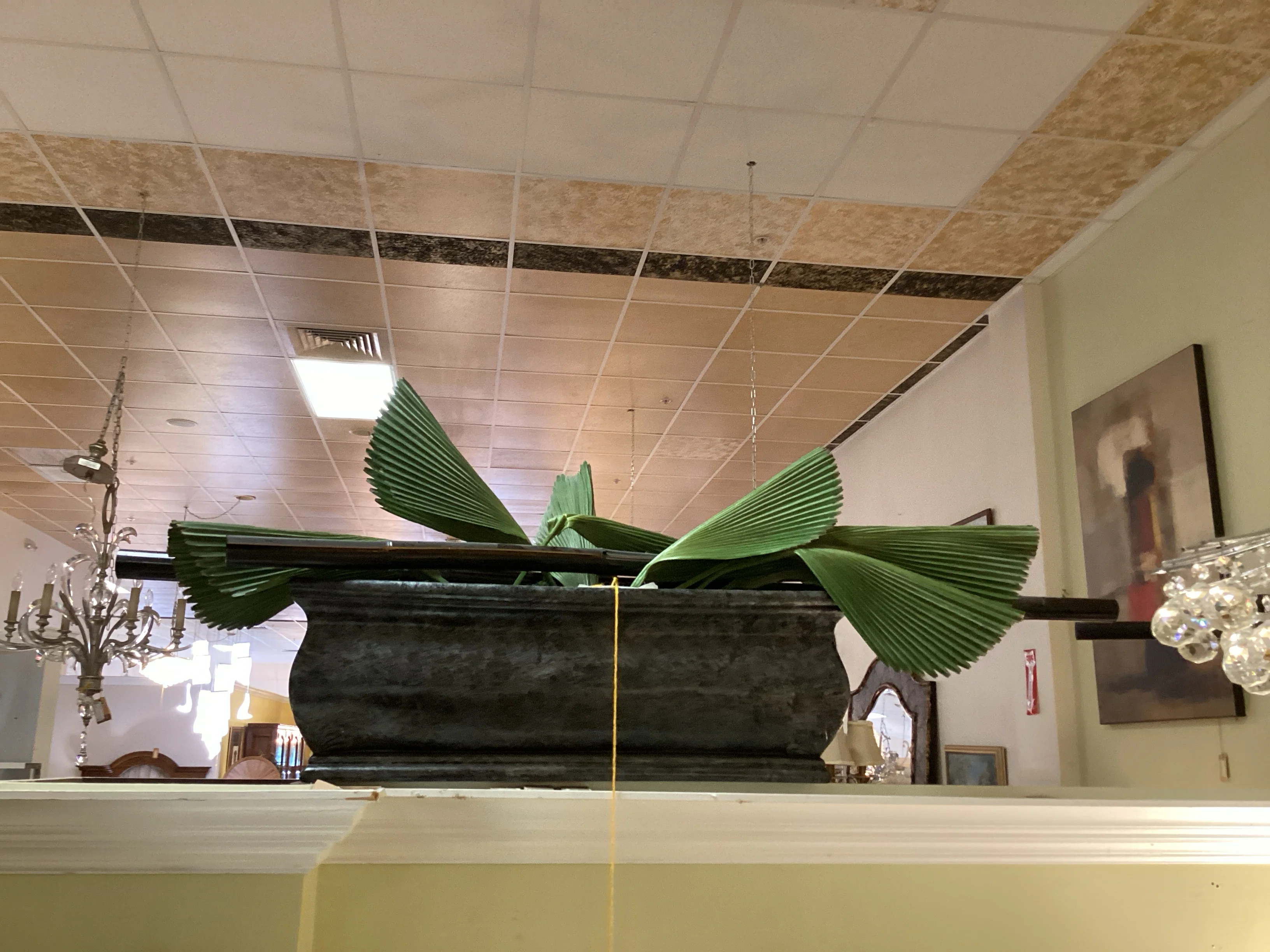 Black Planter Boxes With Green Faux Floral