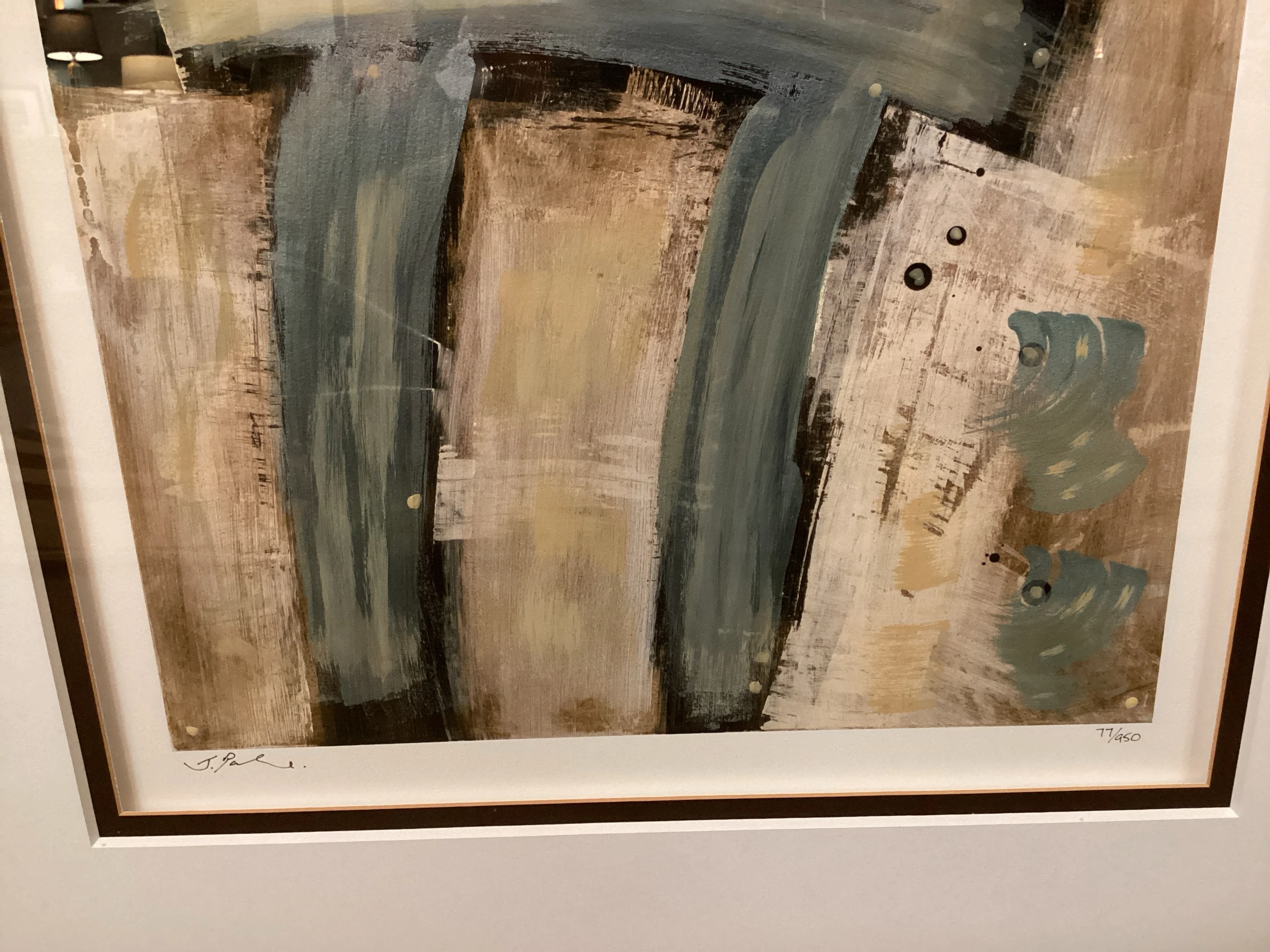 Blue and Tan Abstract Art - Image 2