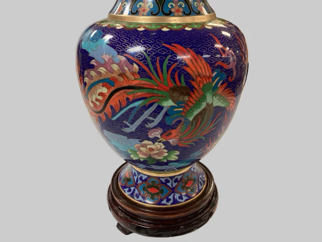Blue Cloisonne Dragon Vase - Image 2