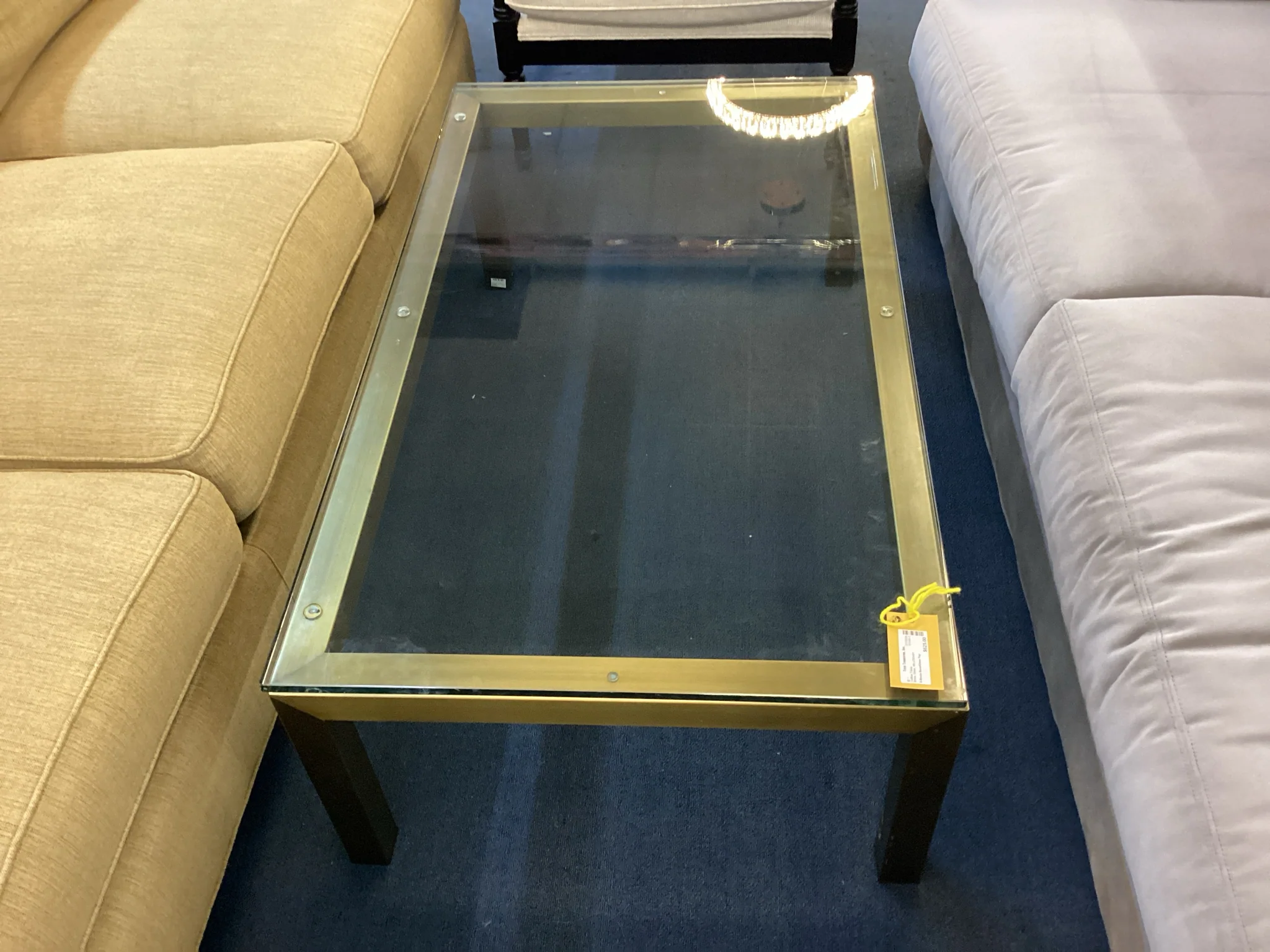 Brass Base Coffee Table With Glass Top - Image 2