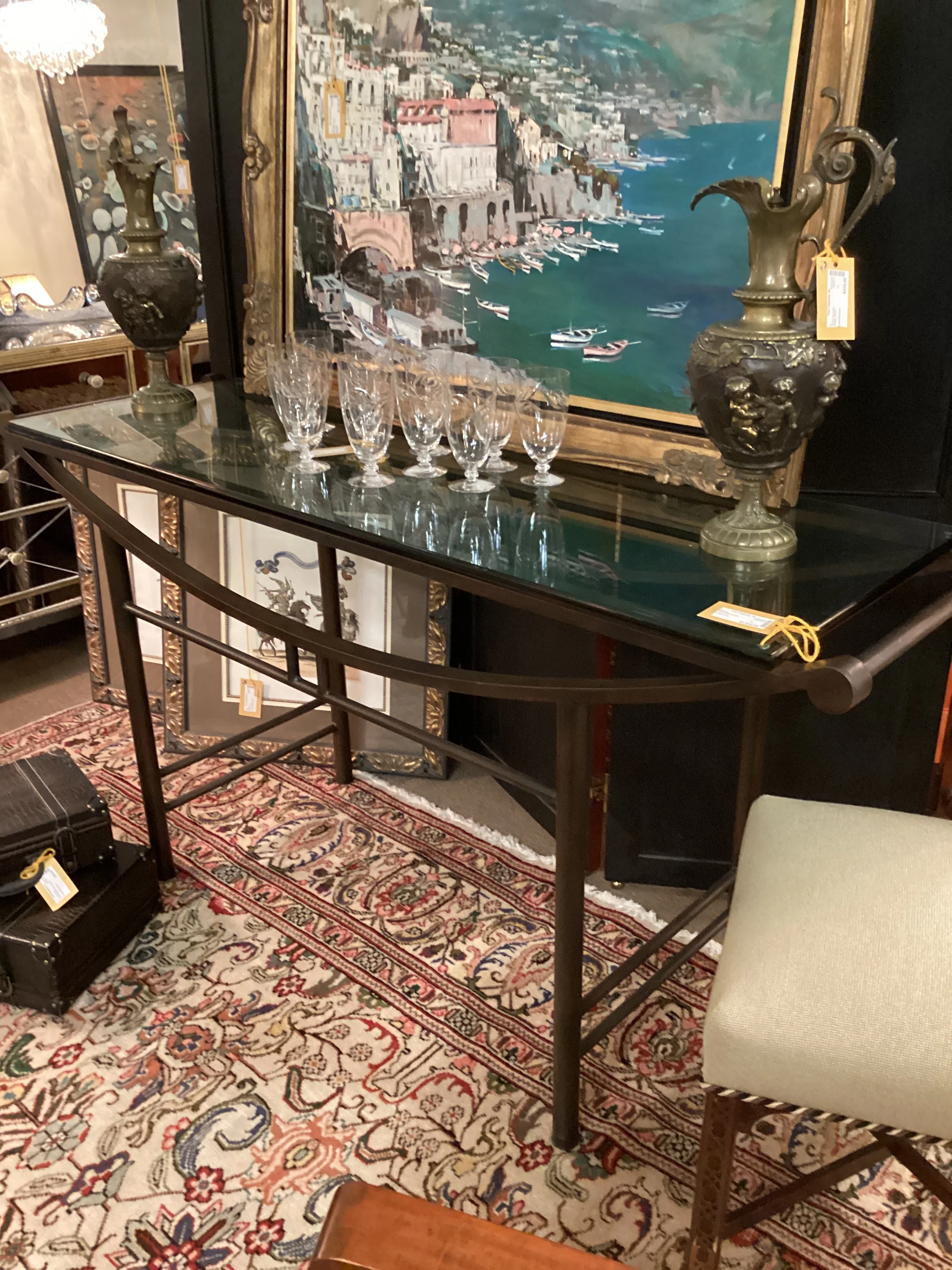 Brown Glass Top Console - Image 2