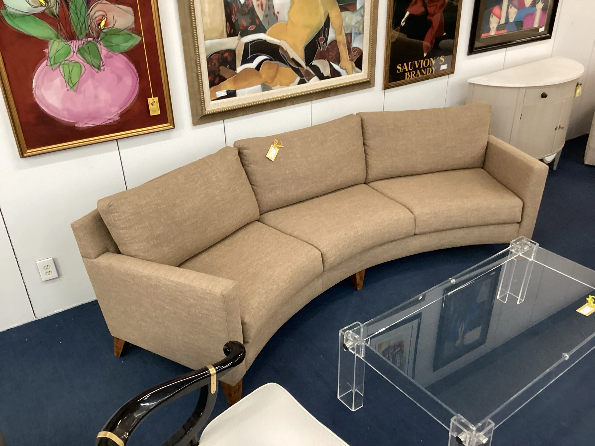 Brown Kidney Shaped Living Room Sofa - Image 2