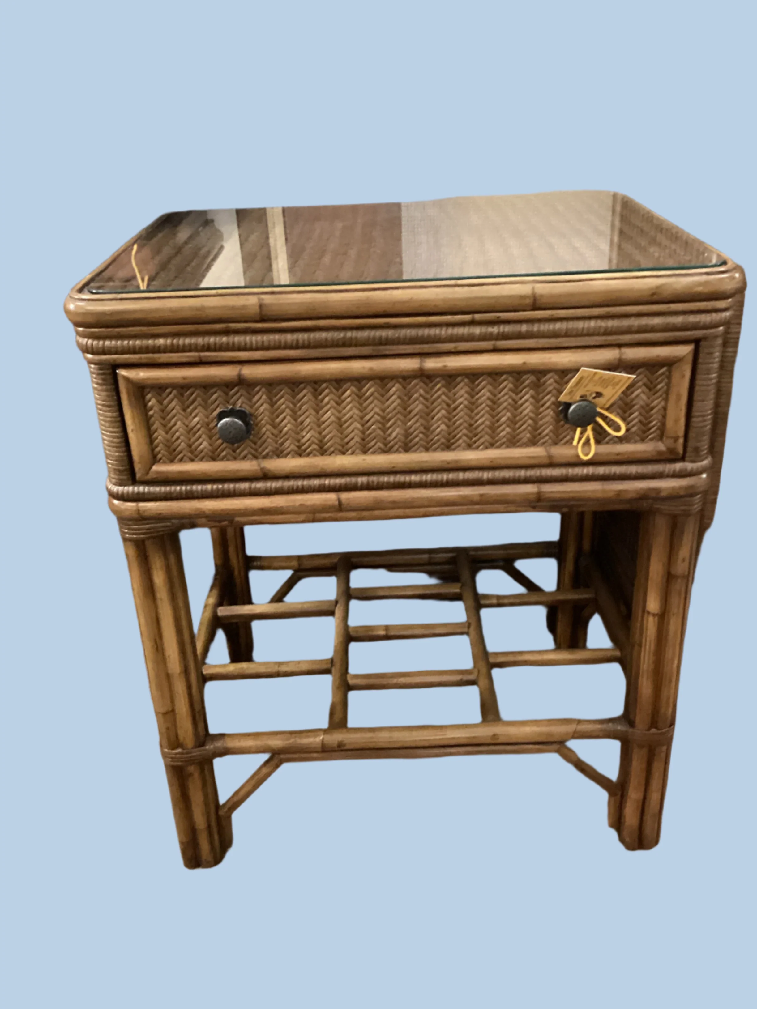 Brown Rattan Nightstand