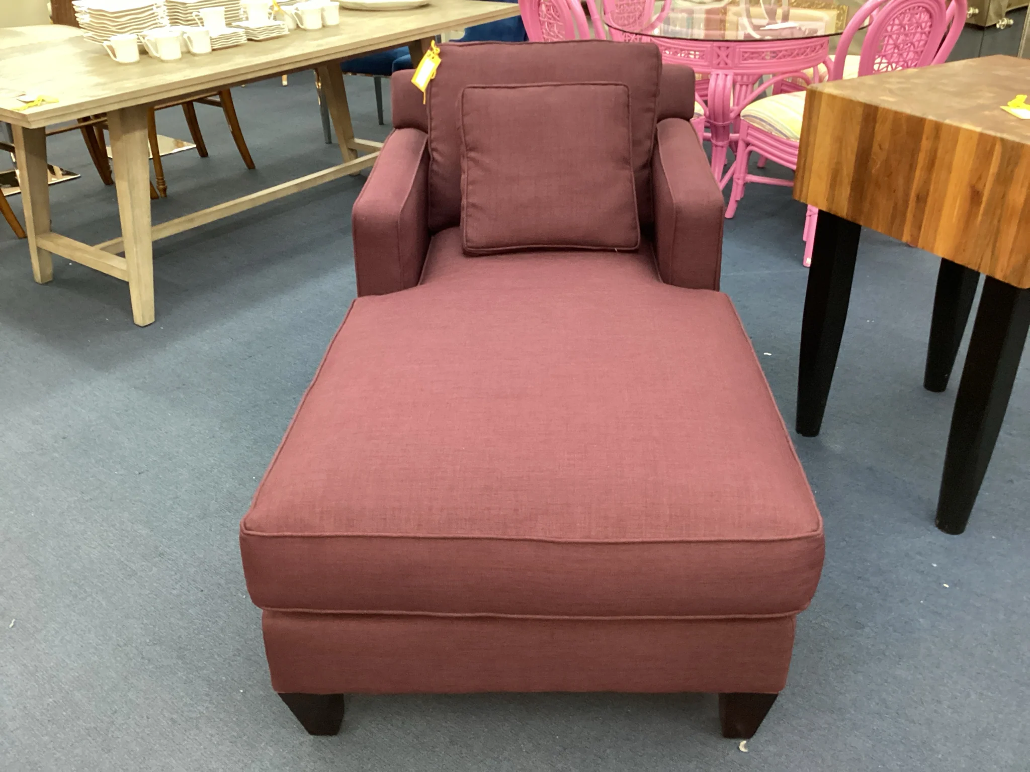 Burgundy Chaise Lounge Chair - Image 2