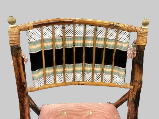 Burnt Bamboo Shabby Chic Folding Chair - Image 2