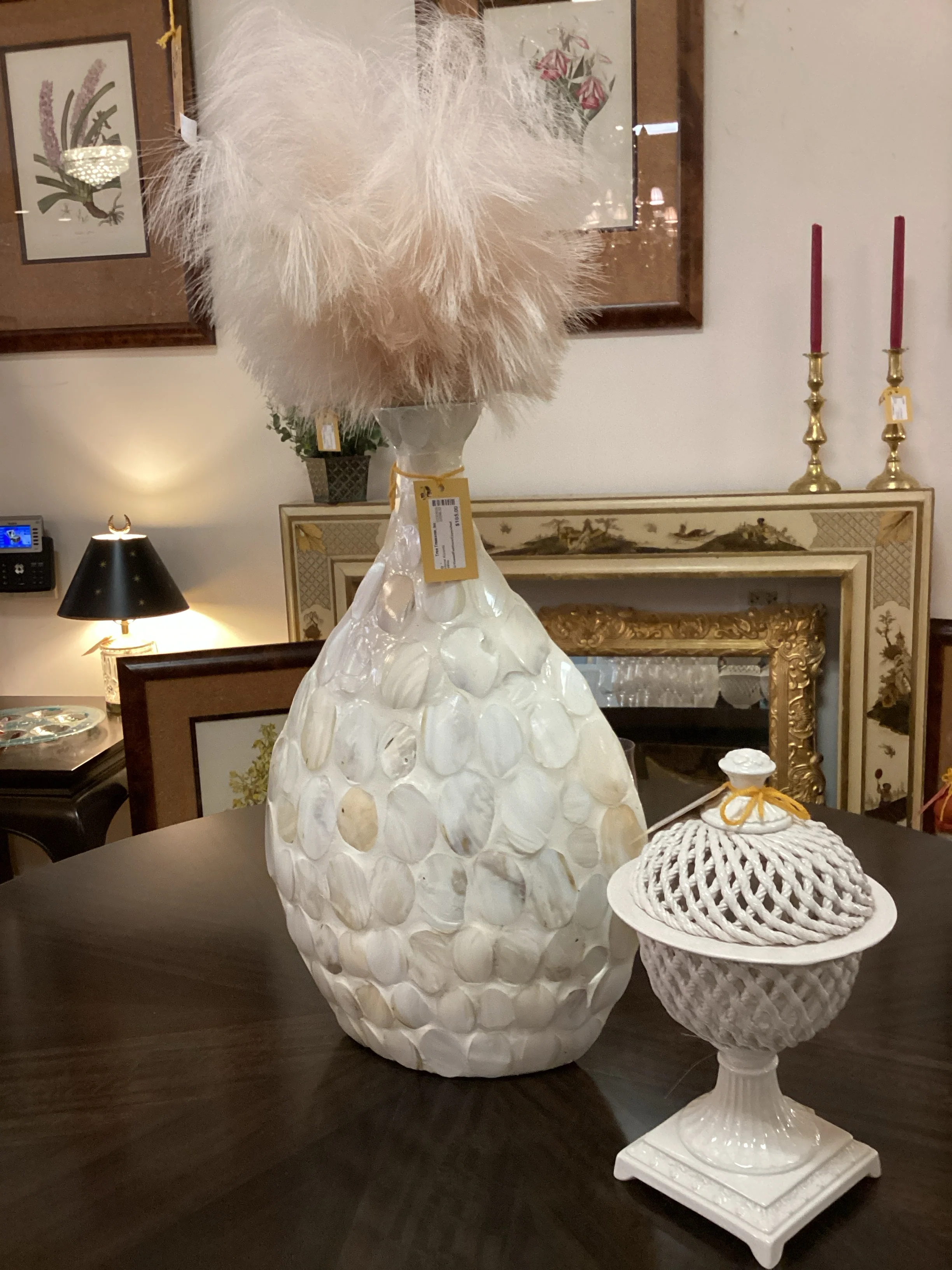 Capezshell Vessel with Feathers