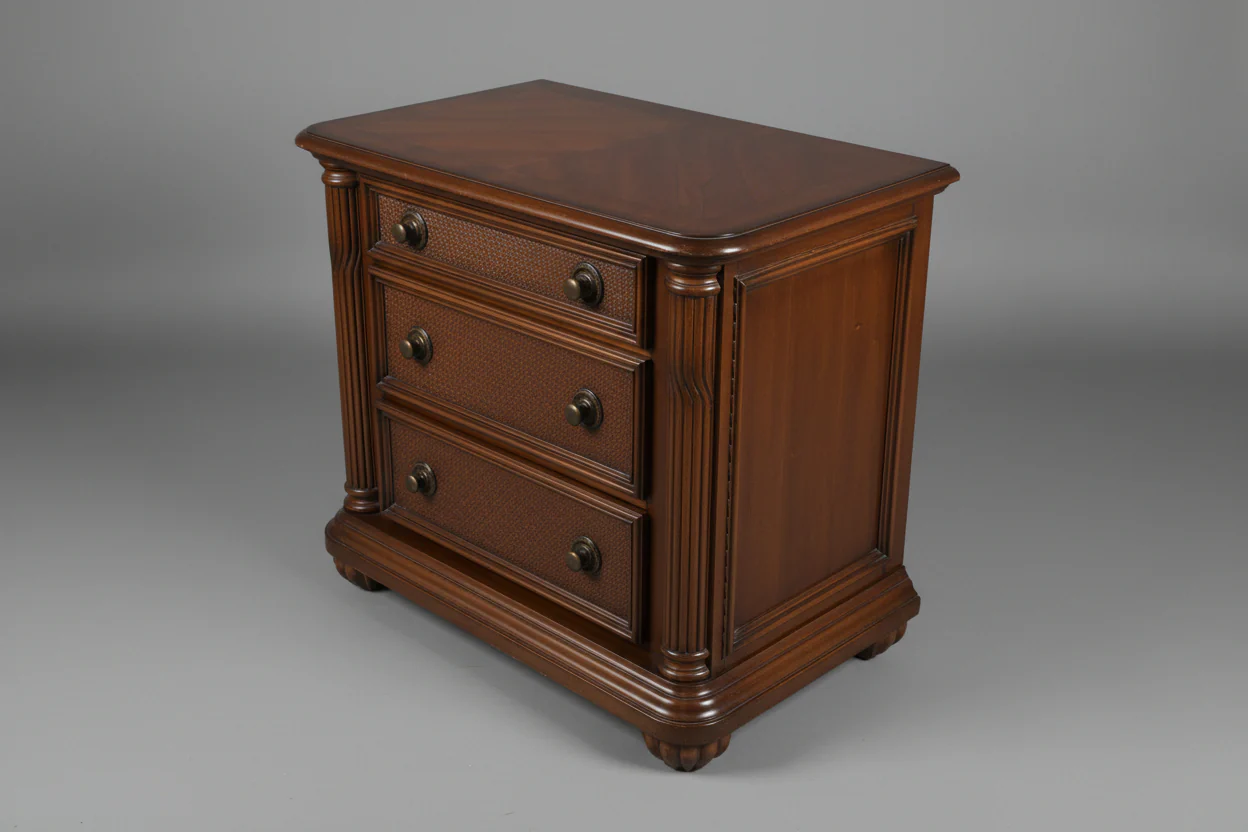 Carl's Dark Wood Three Drawer Nightstand