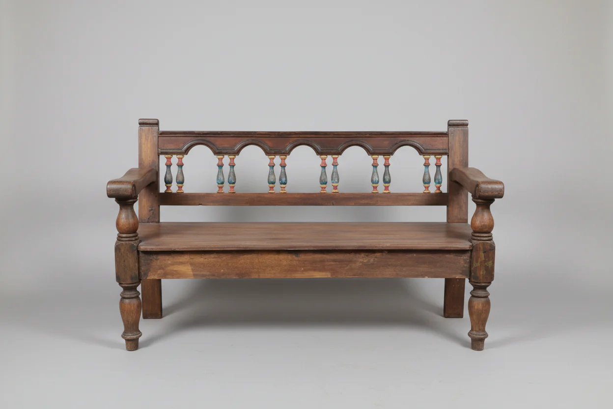 Carved Painted Bench