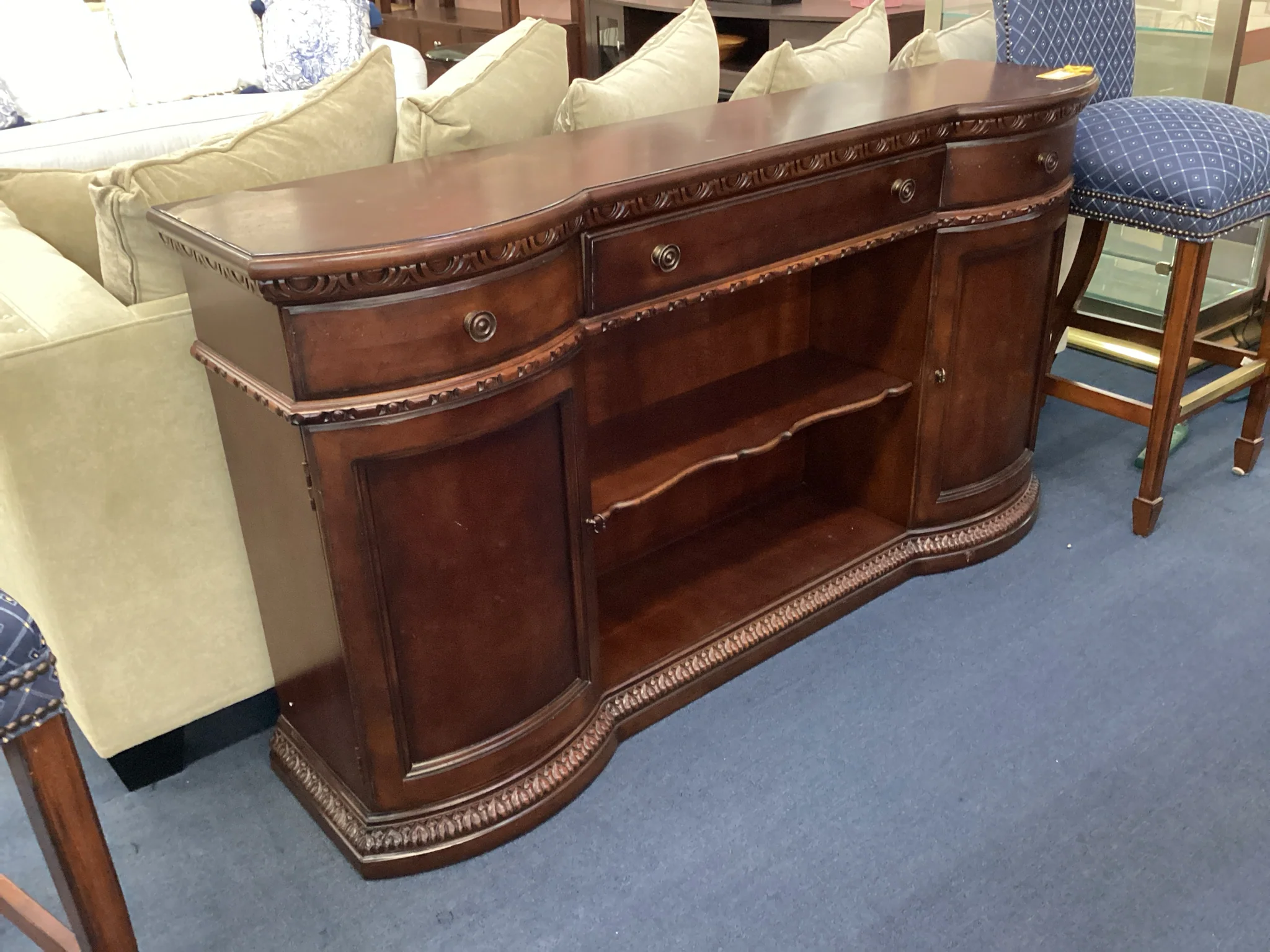 Century Dark Wood Console With Three Drawers And Two Doors - Image 2