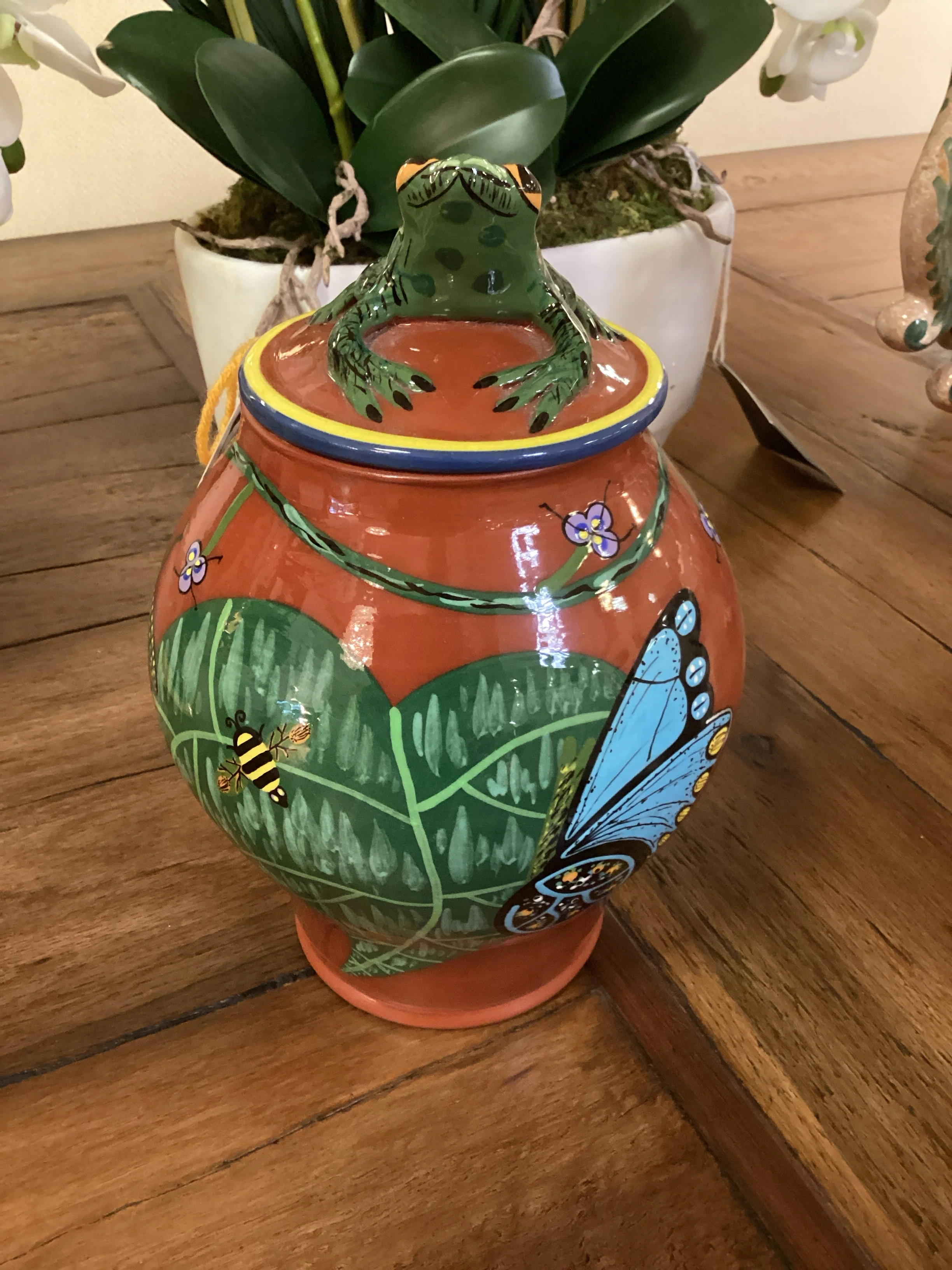 Ceramic Cookie Jar Frog Top