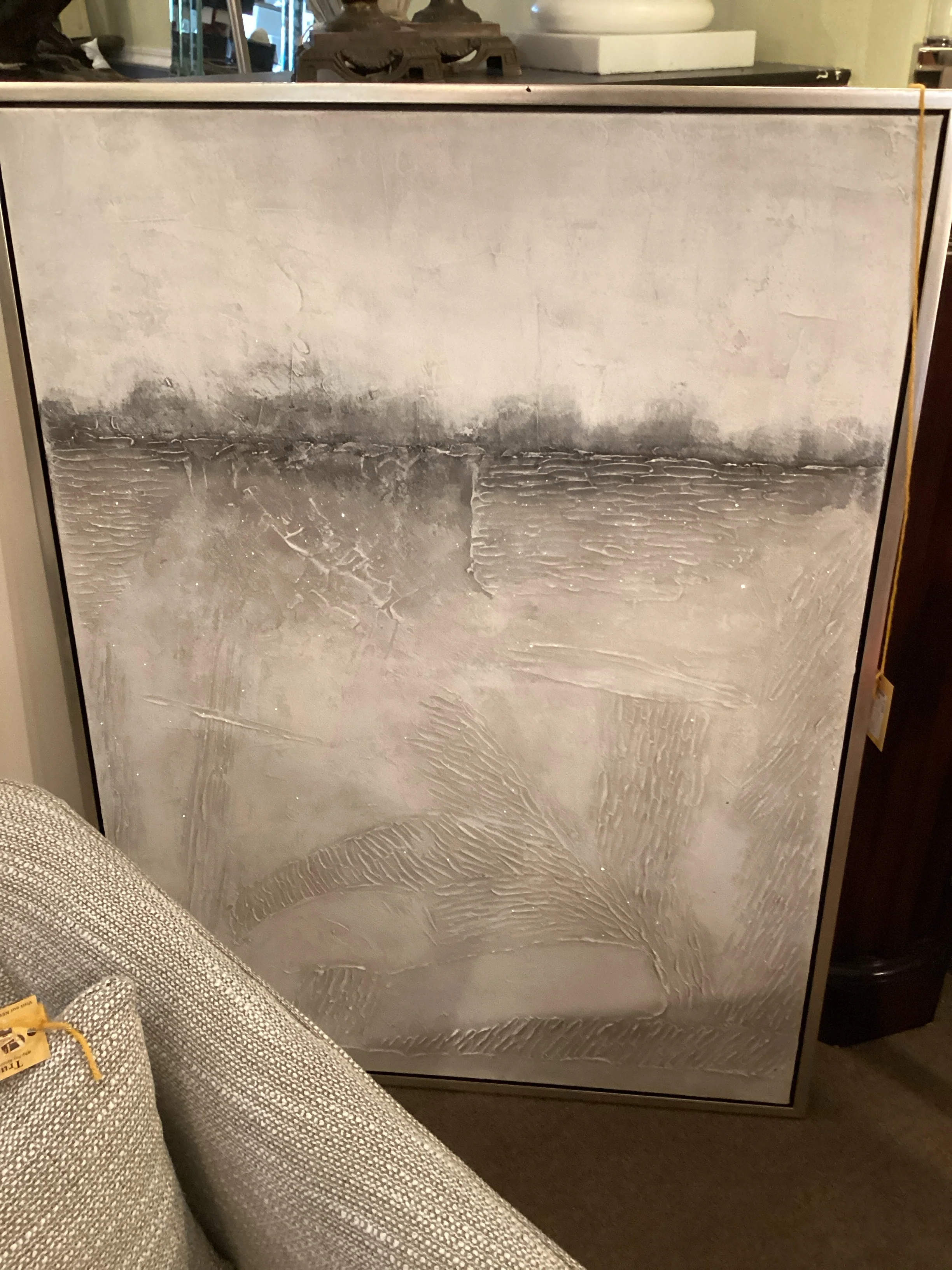 Contemporary Black and Silver Textured Art