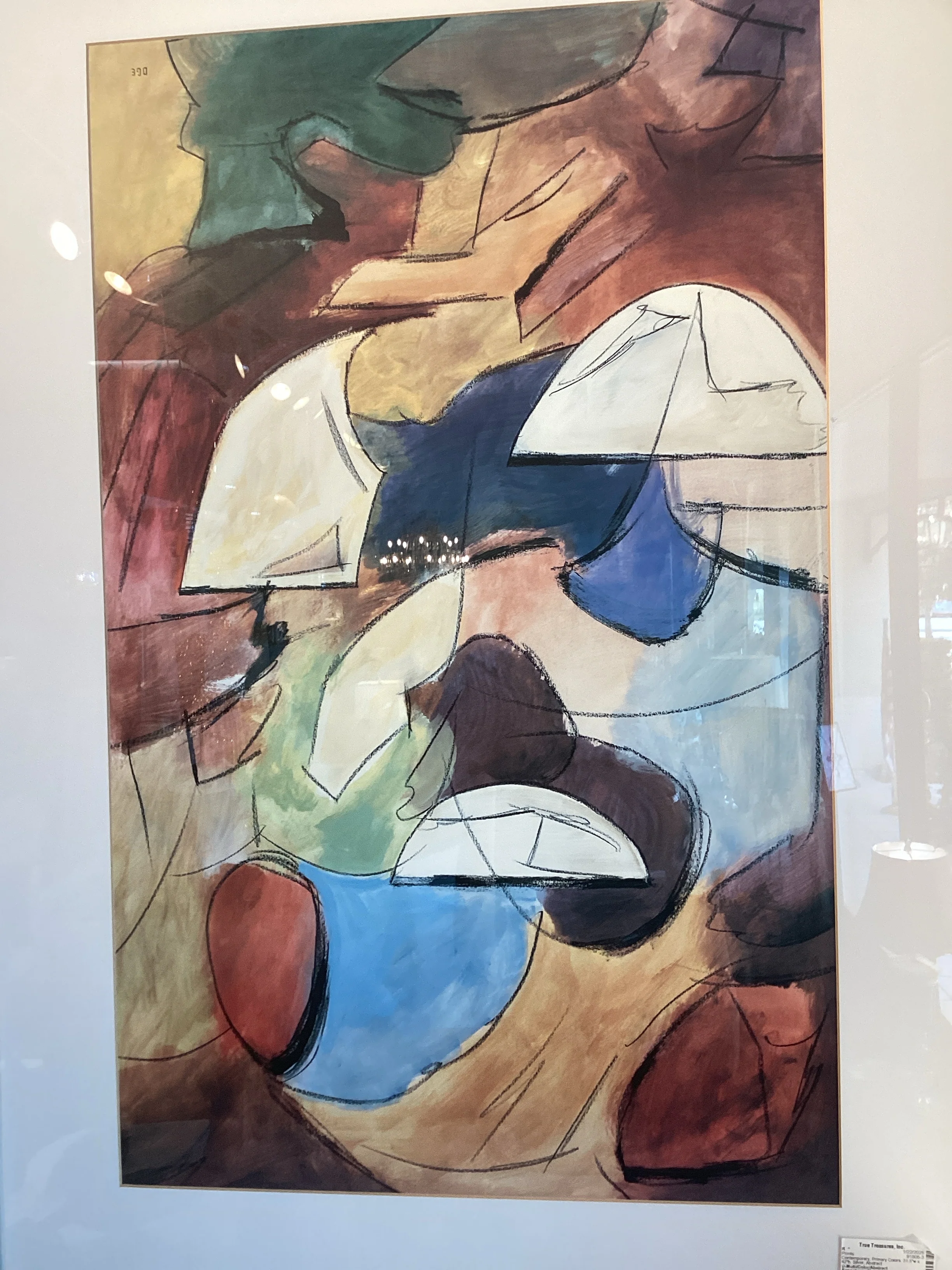 Contemporay Mulit Color Abstract Art Silver Frame - Image 2