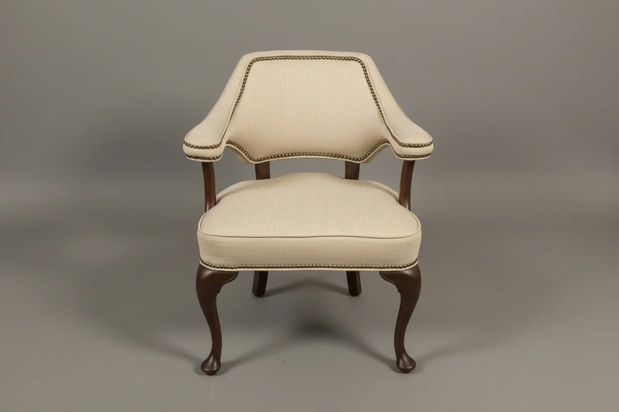 Cream Living Room Chair With Nailheads