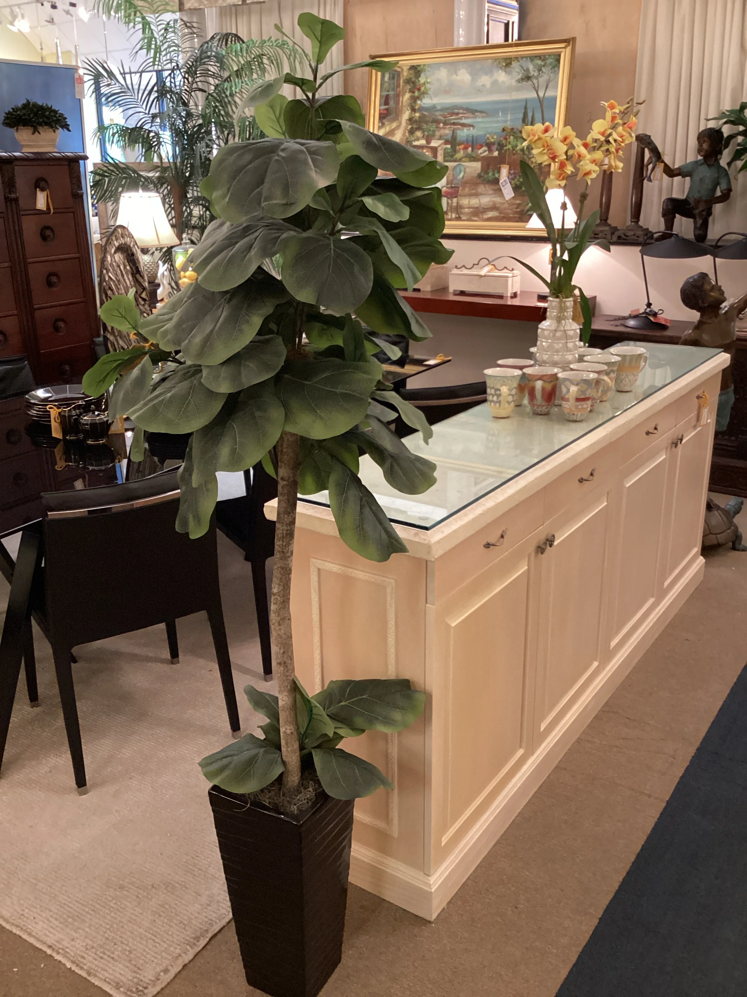 Faux Fiddle Fig Tree in Pot