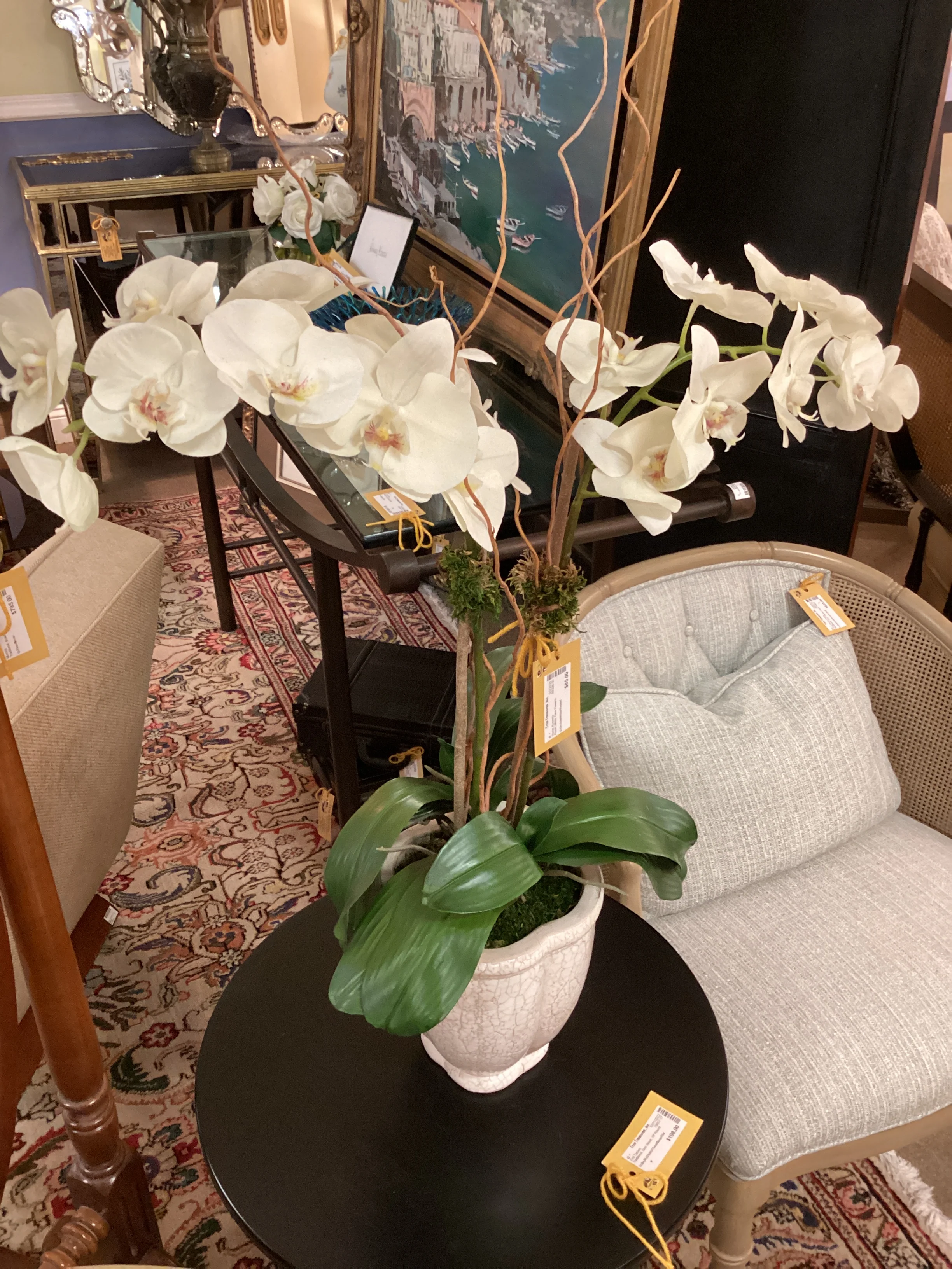 Faux Orchid in White Vessel - Image 2