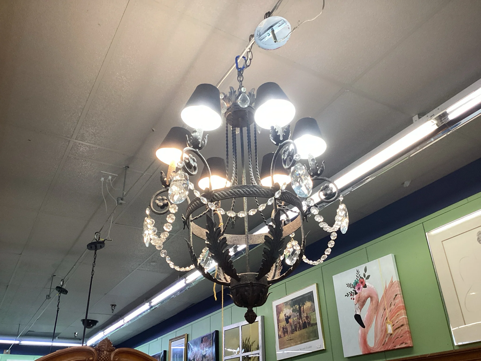 Fine Arts Bronze Six Arm Chandelier