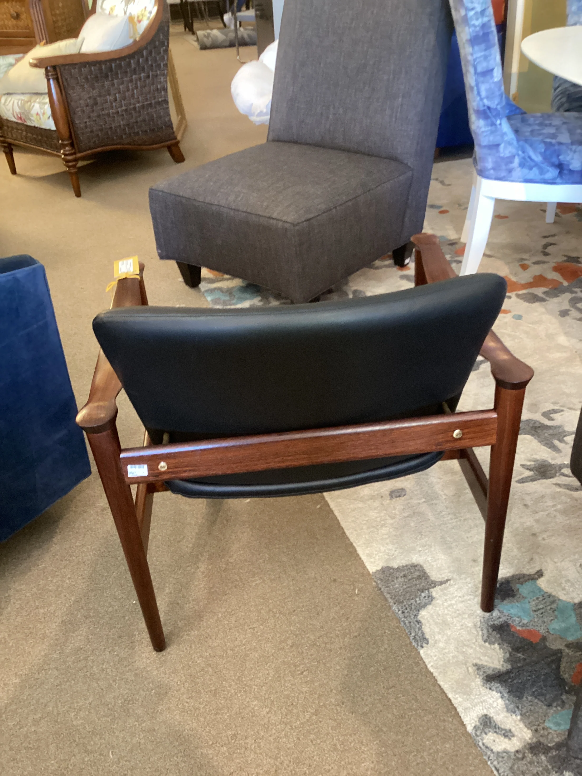 Frederick Kayser Brown Frame Black Chair - Image 2