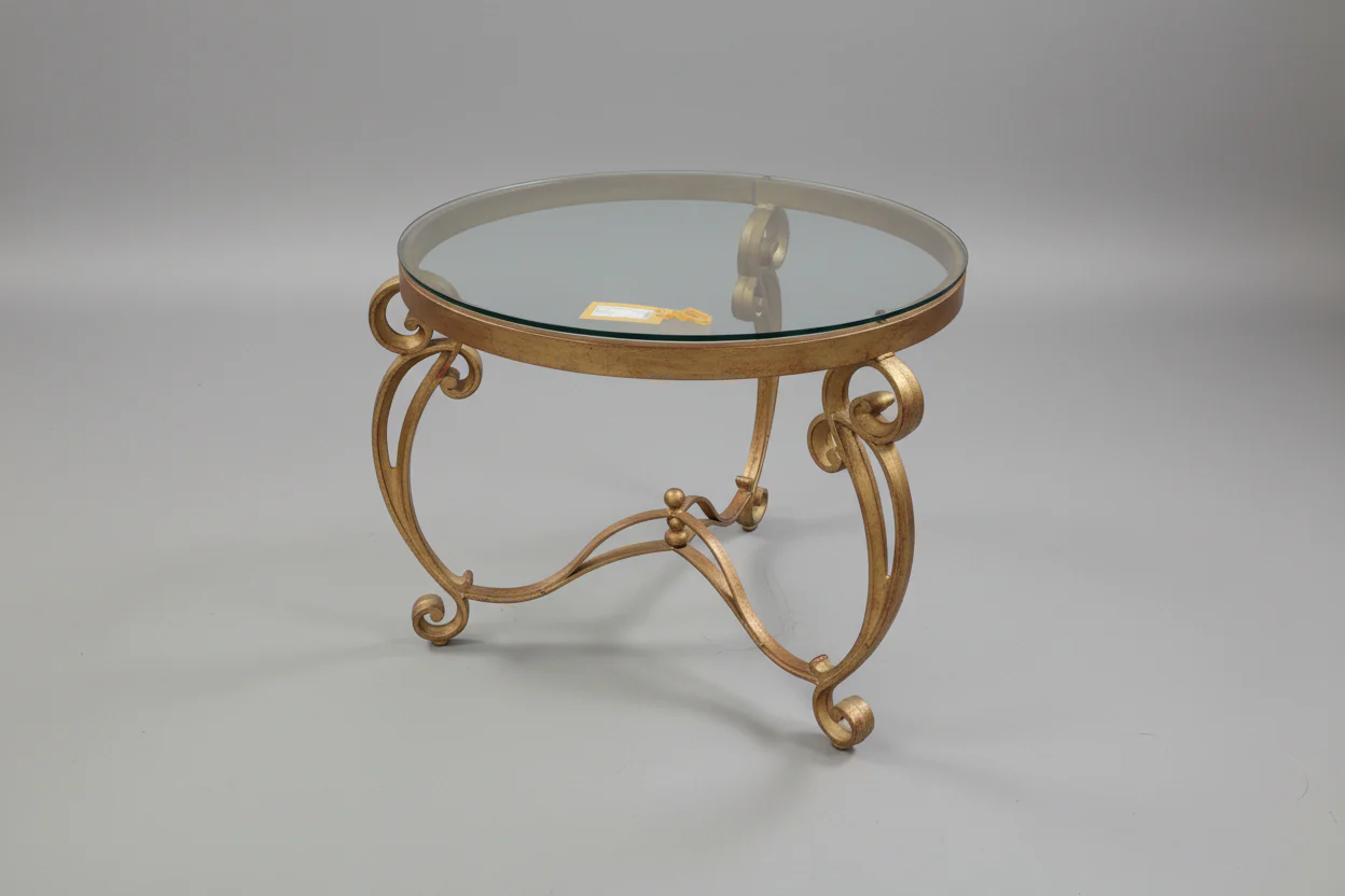 Gold Glass Top End Table