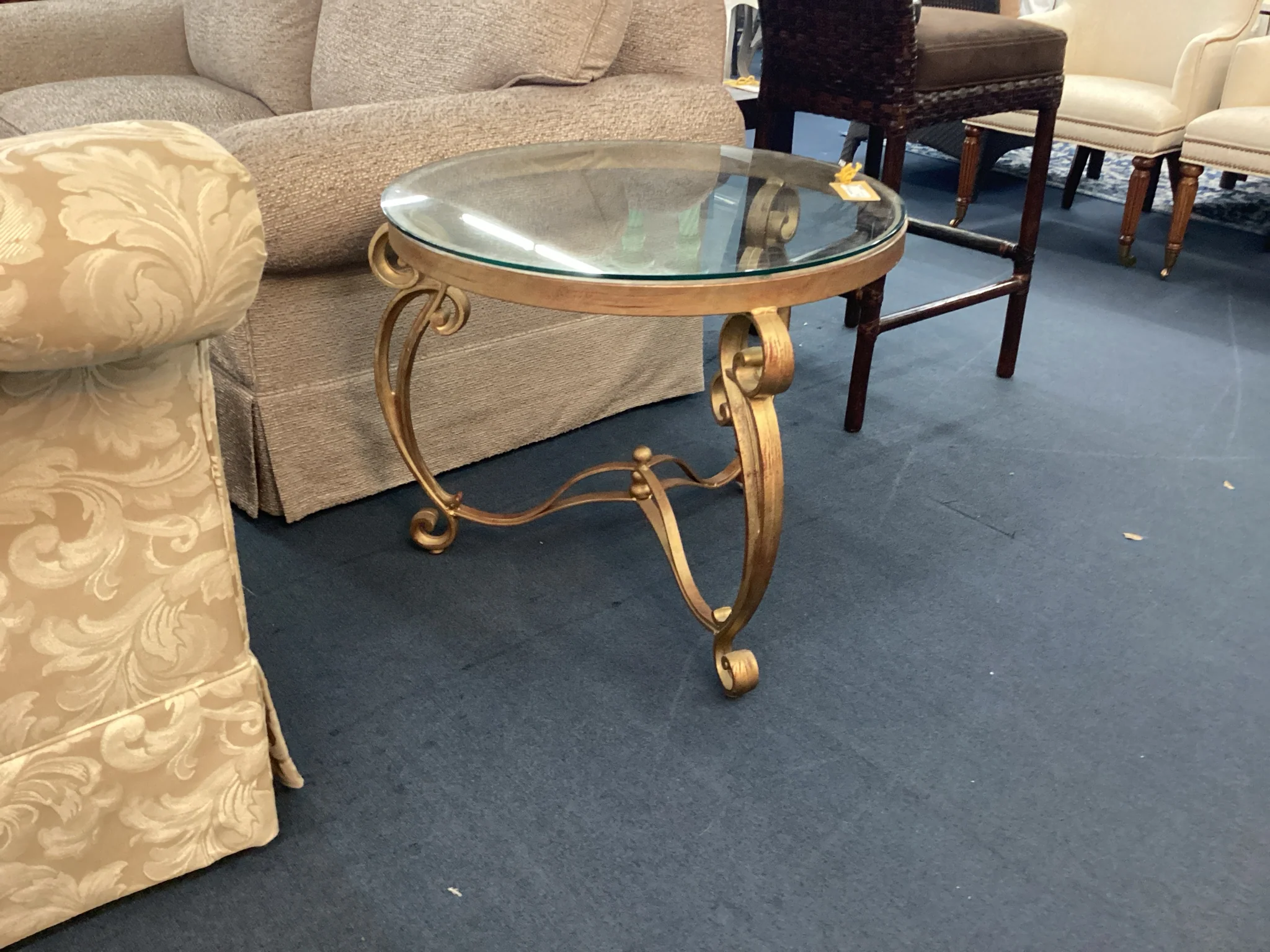 Gold Glass Top End Table - Image 2