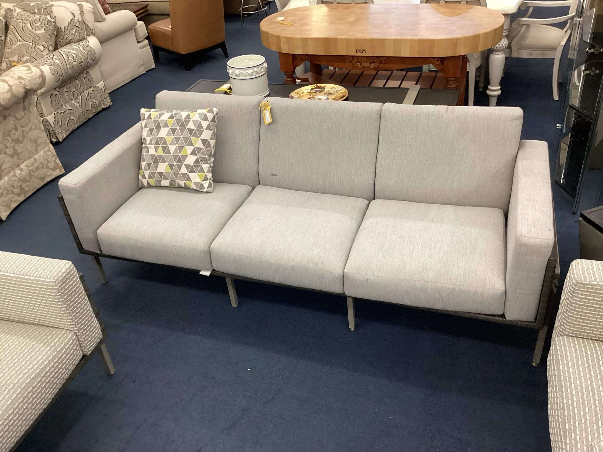 Gray Three Cushion Outdoor Sofa - Image 2