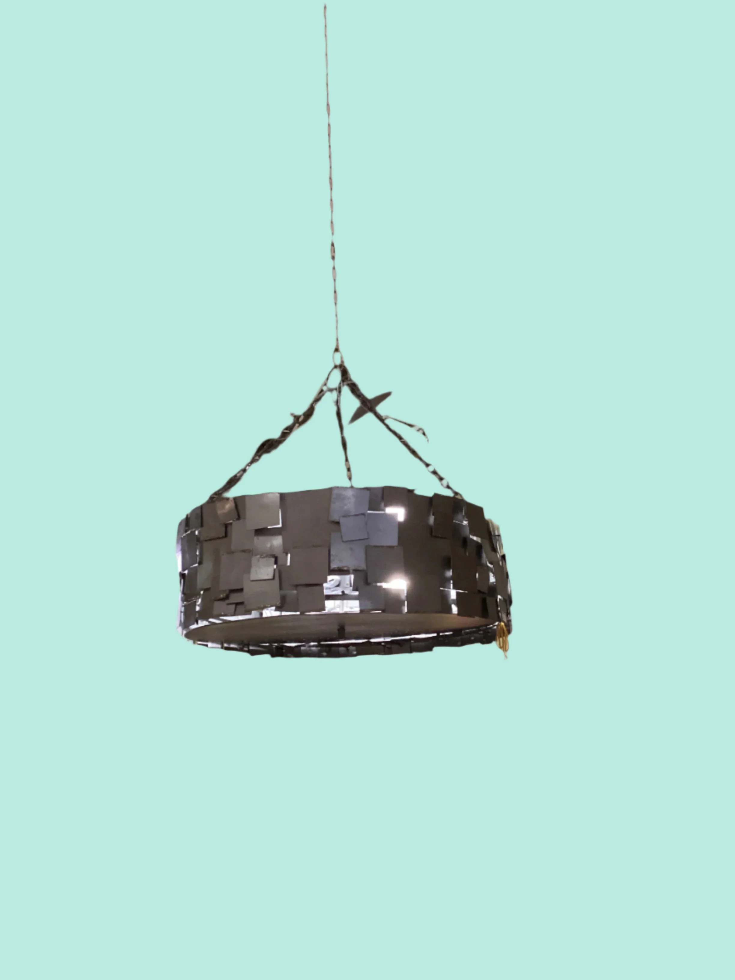 Grey Round Textured Light Fixture