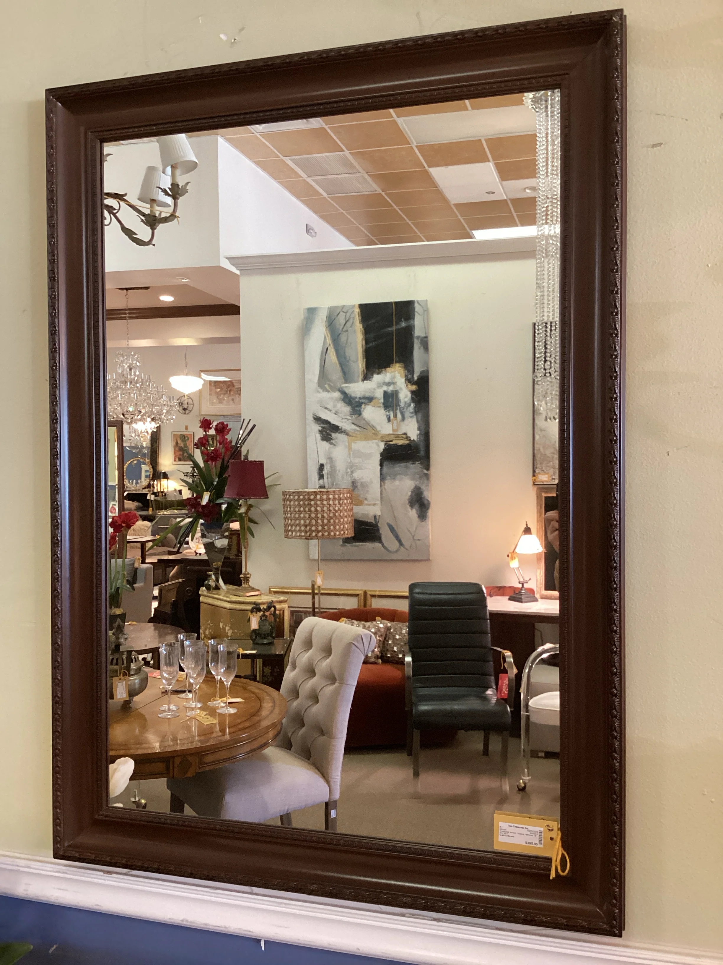 Italian Lacquer Brown Framed Mirror