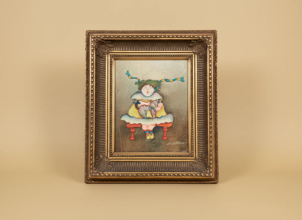 Joyce Roybal Lady with Cat Painting