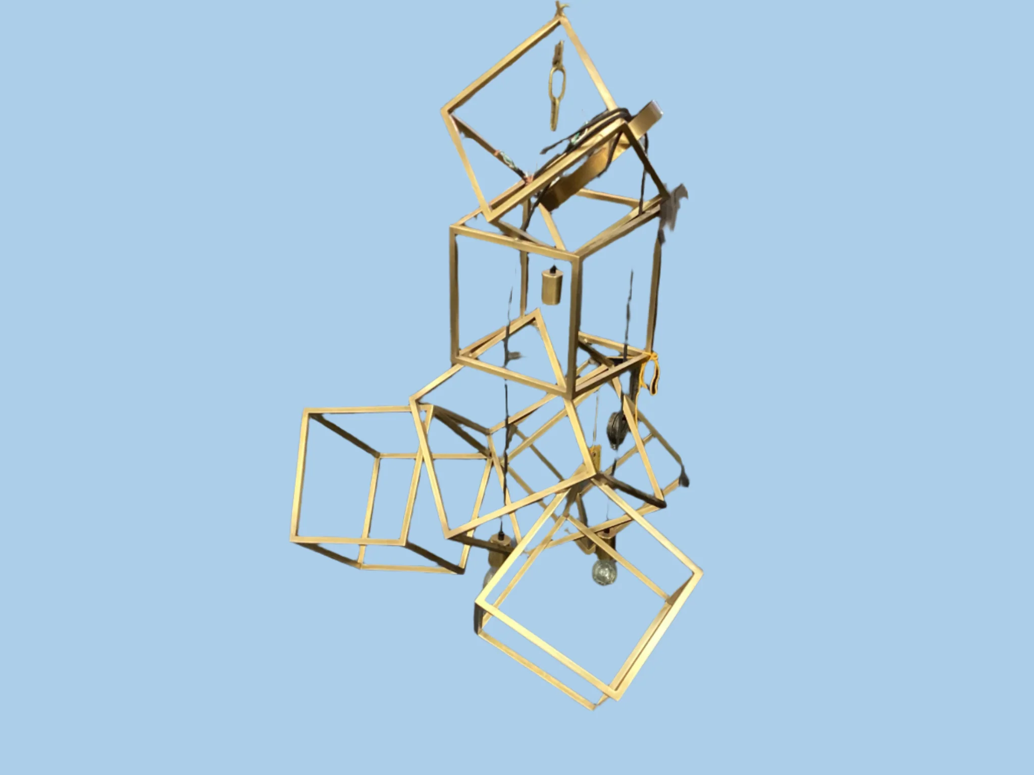 Large Gold Multi Cube Chandelier