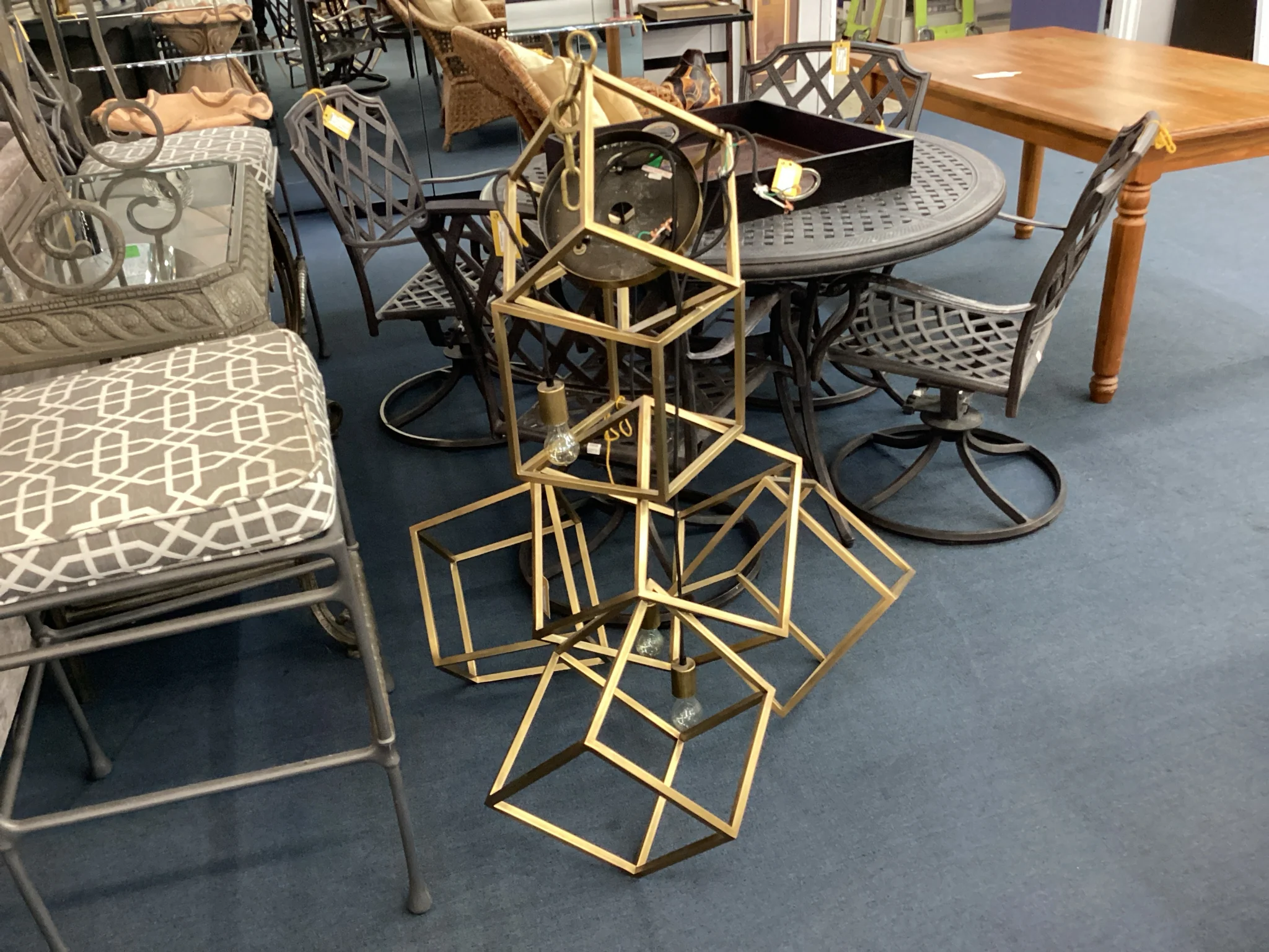 Large Gold Multi Cube Chandelier - Image 2
