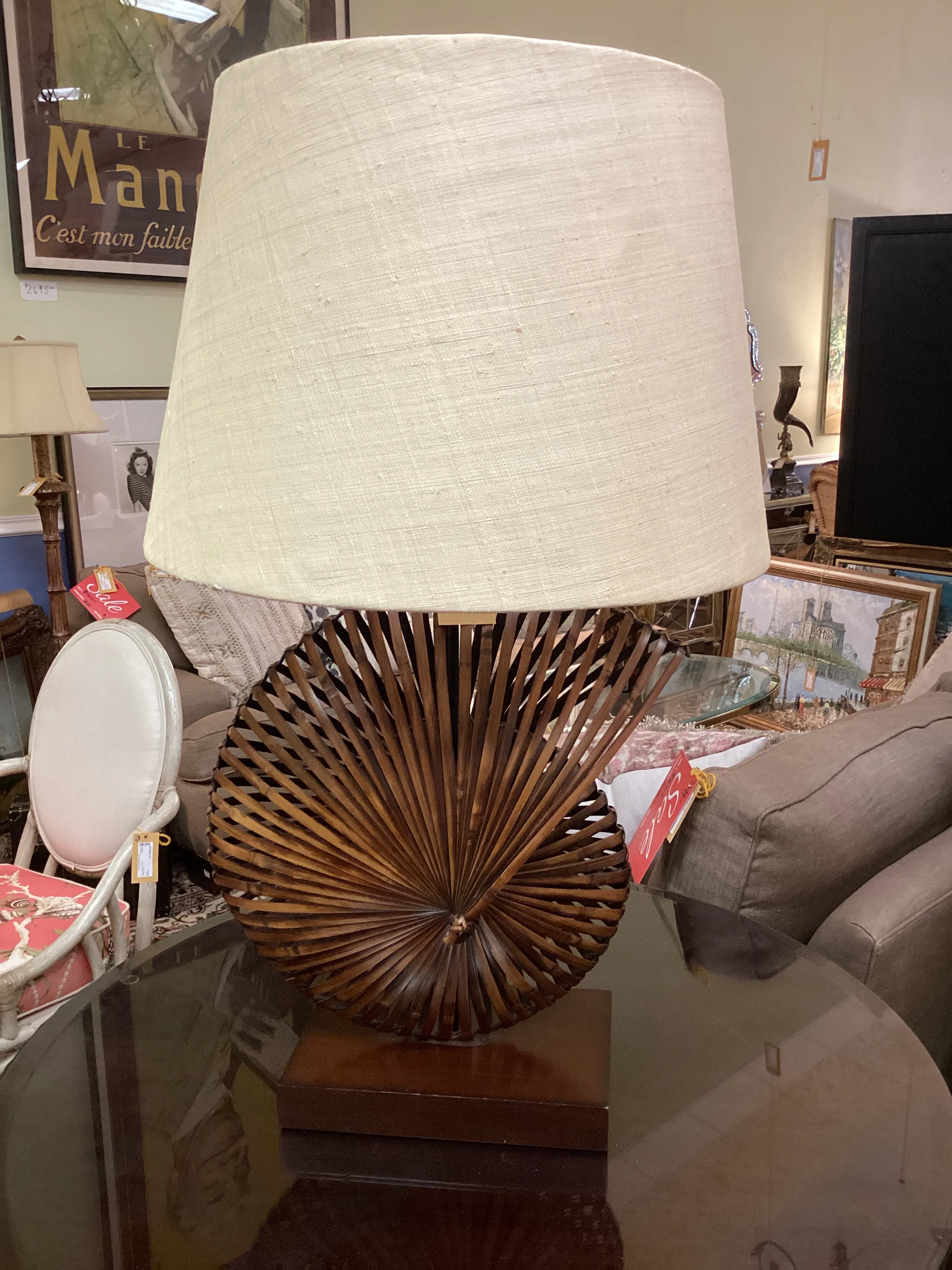 Large Rattan Shell Lamp