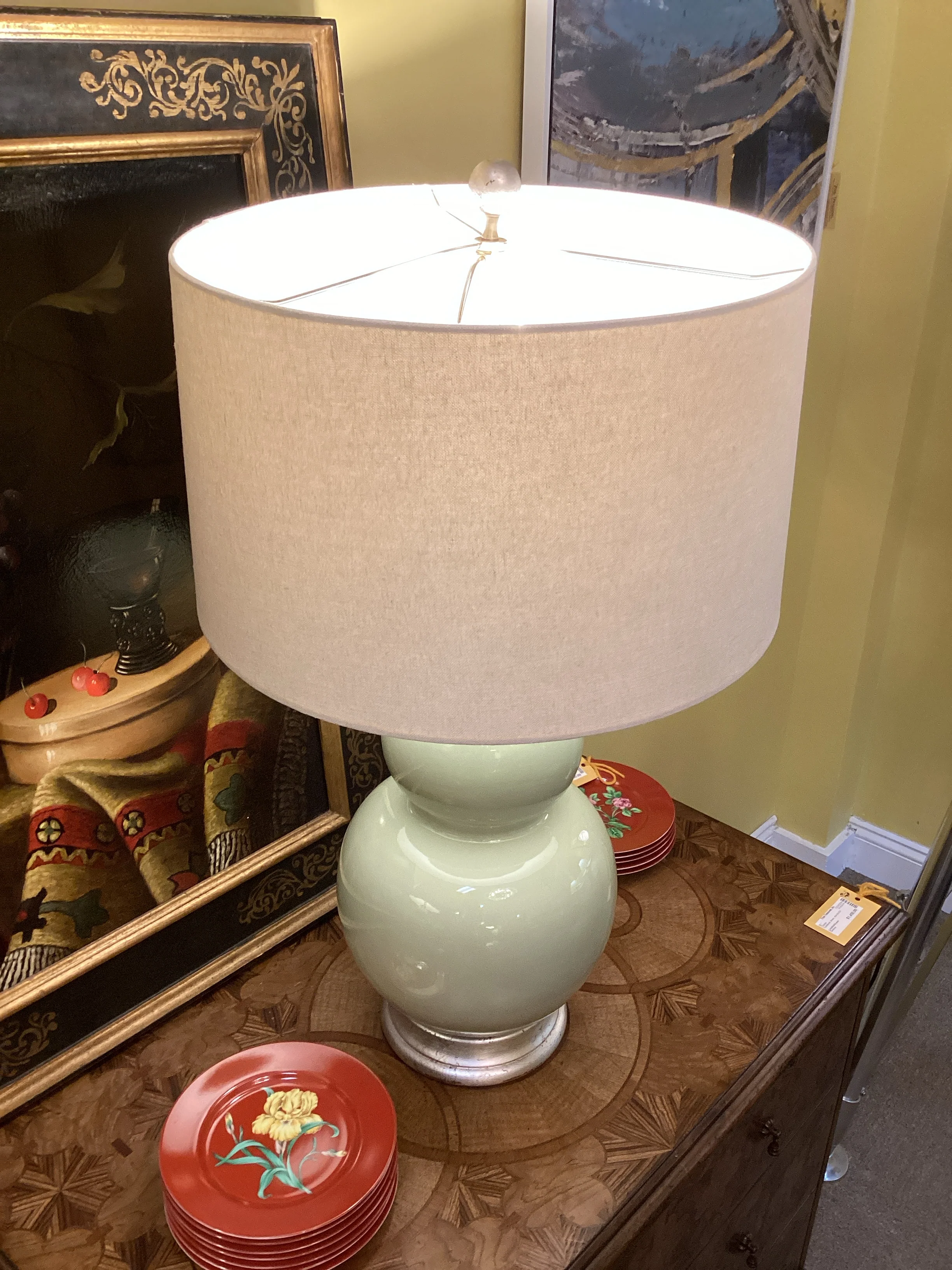 Light Green Lamp Gold Accents - Image 2