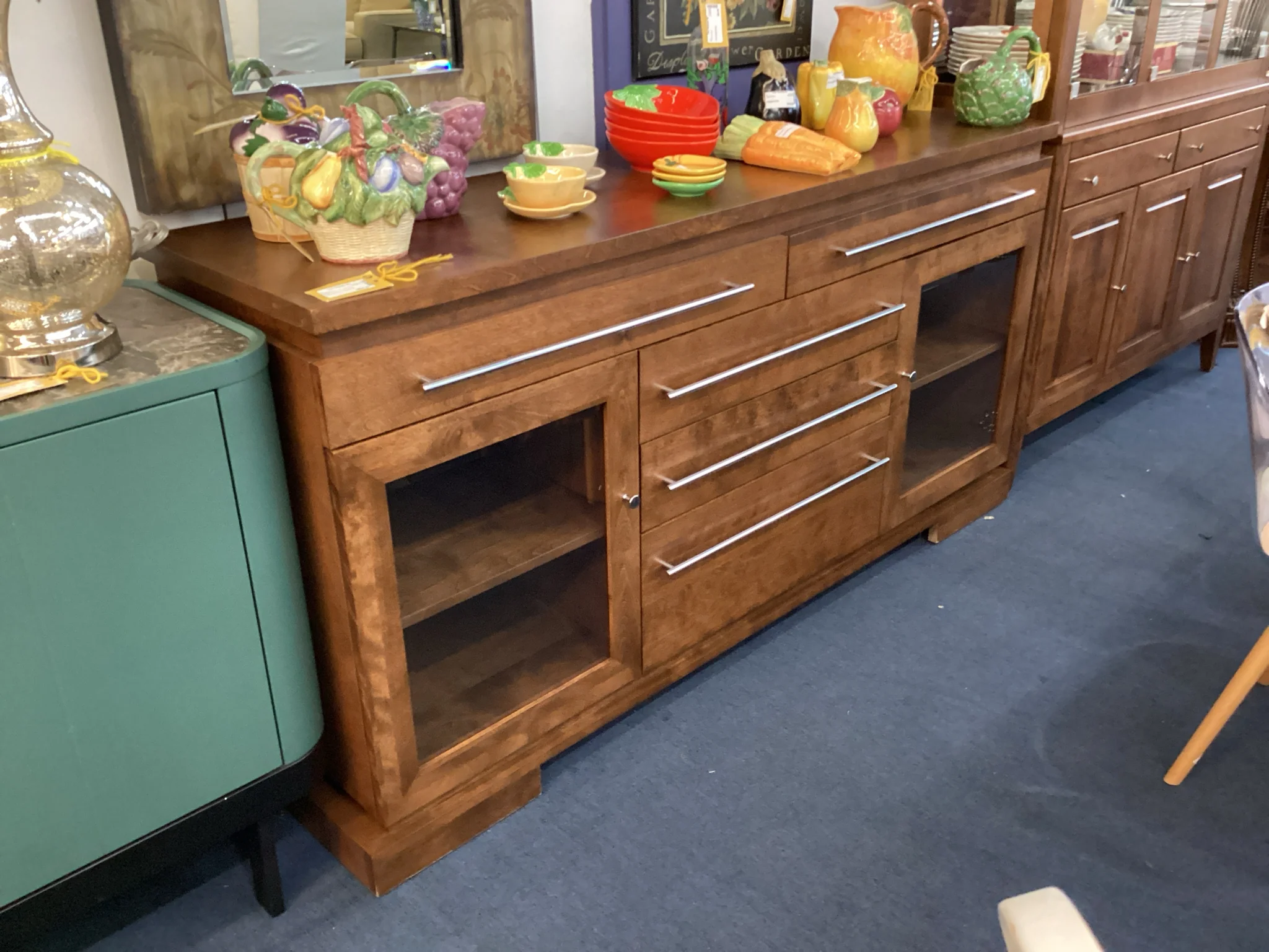 Medium Wood Credenza With Five Drawers And Two Doors - Image 2