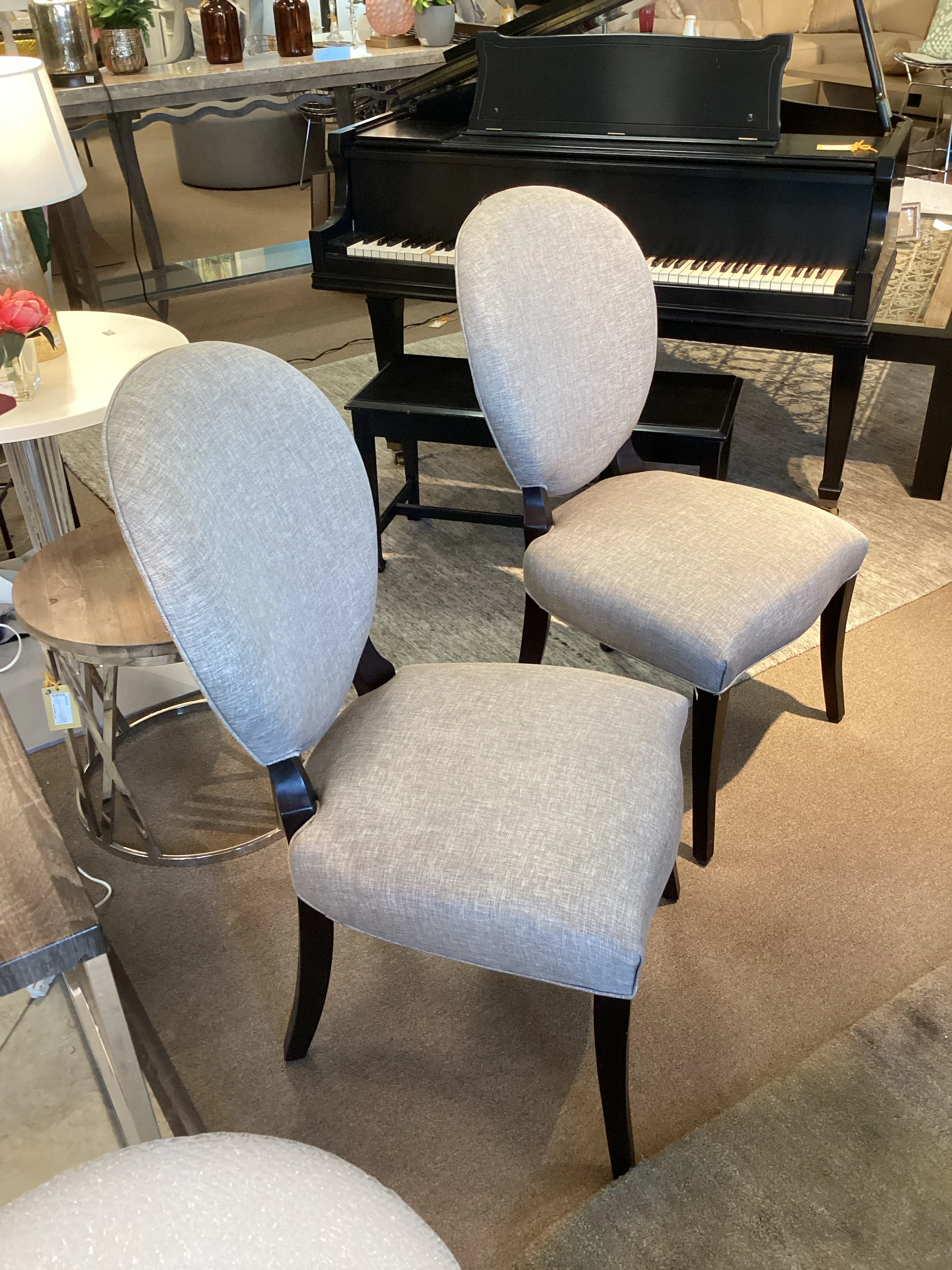 Pair Grey Dining Chairs - Image 2