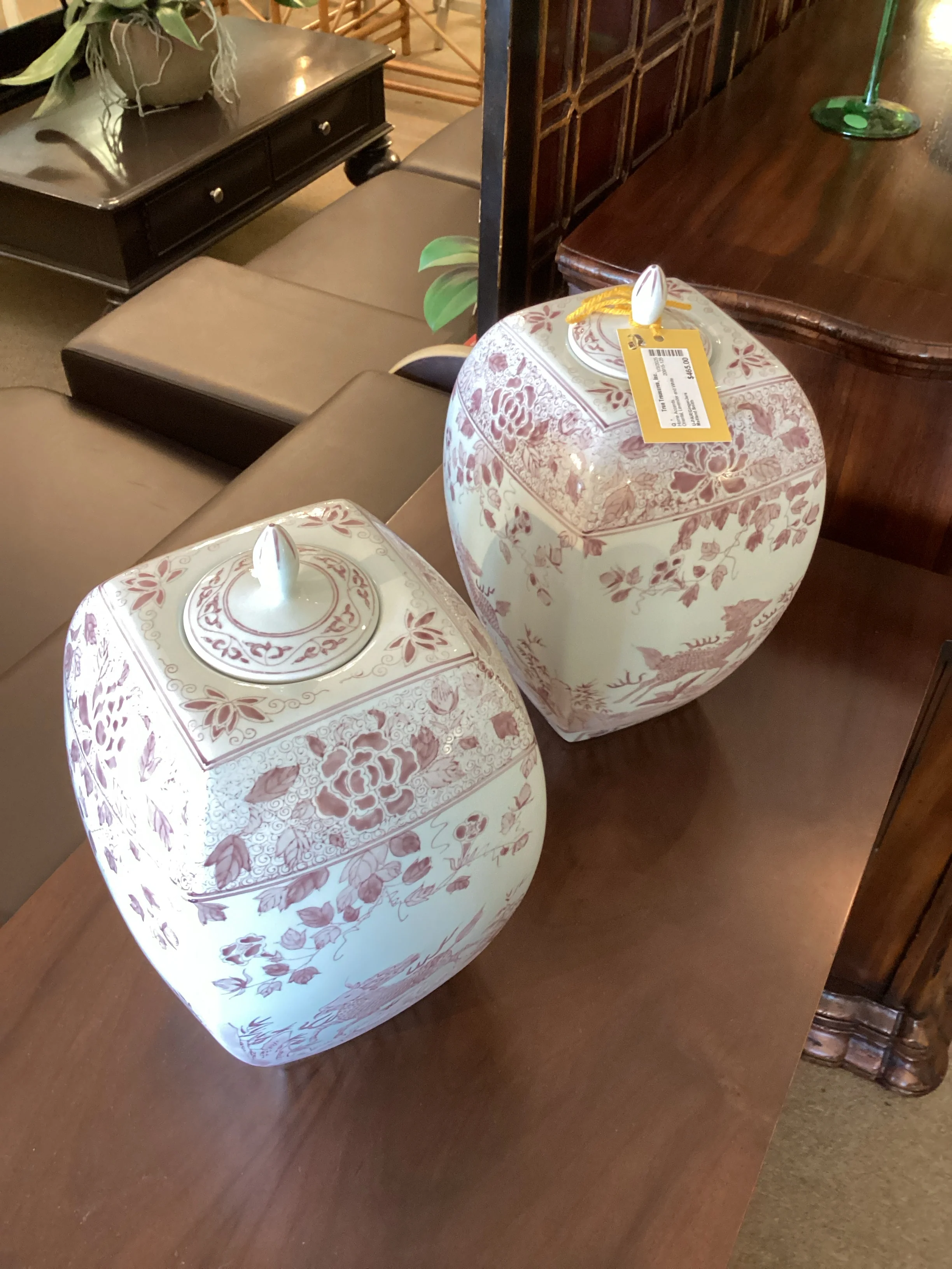 Pair Maitland Smith Lavender and White Ginger Jars - Image 2