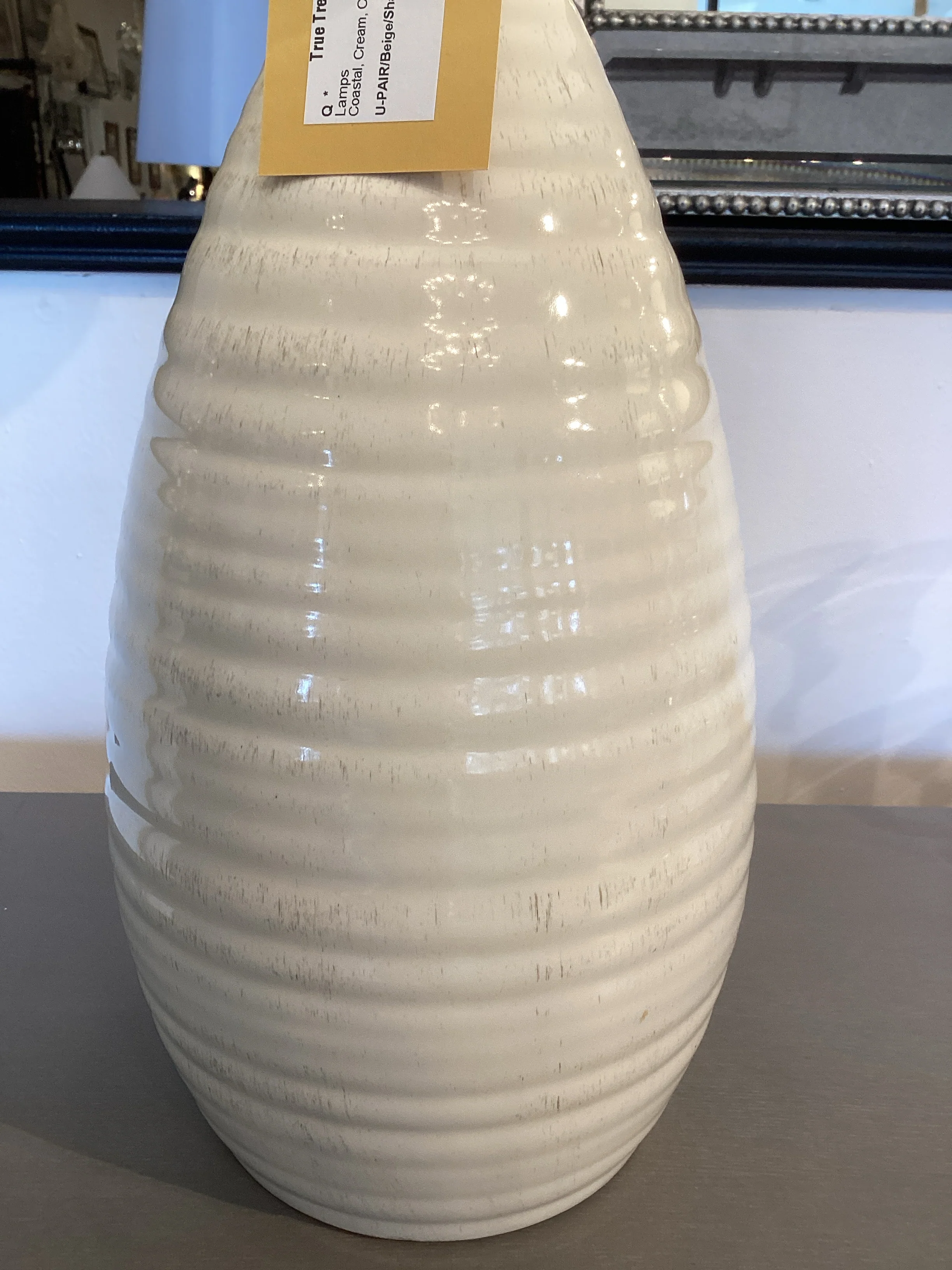 Pair of Beige Ceramic Lamps Coastal Feel - Image 3