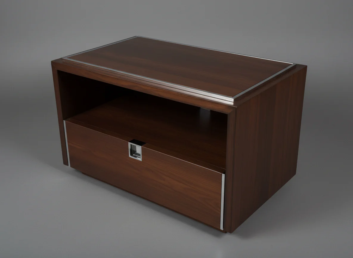 Pair Of Dark Wood Nightstands With One Drawer