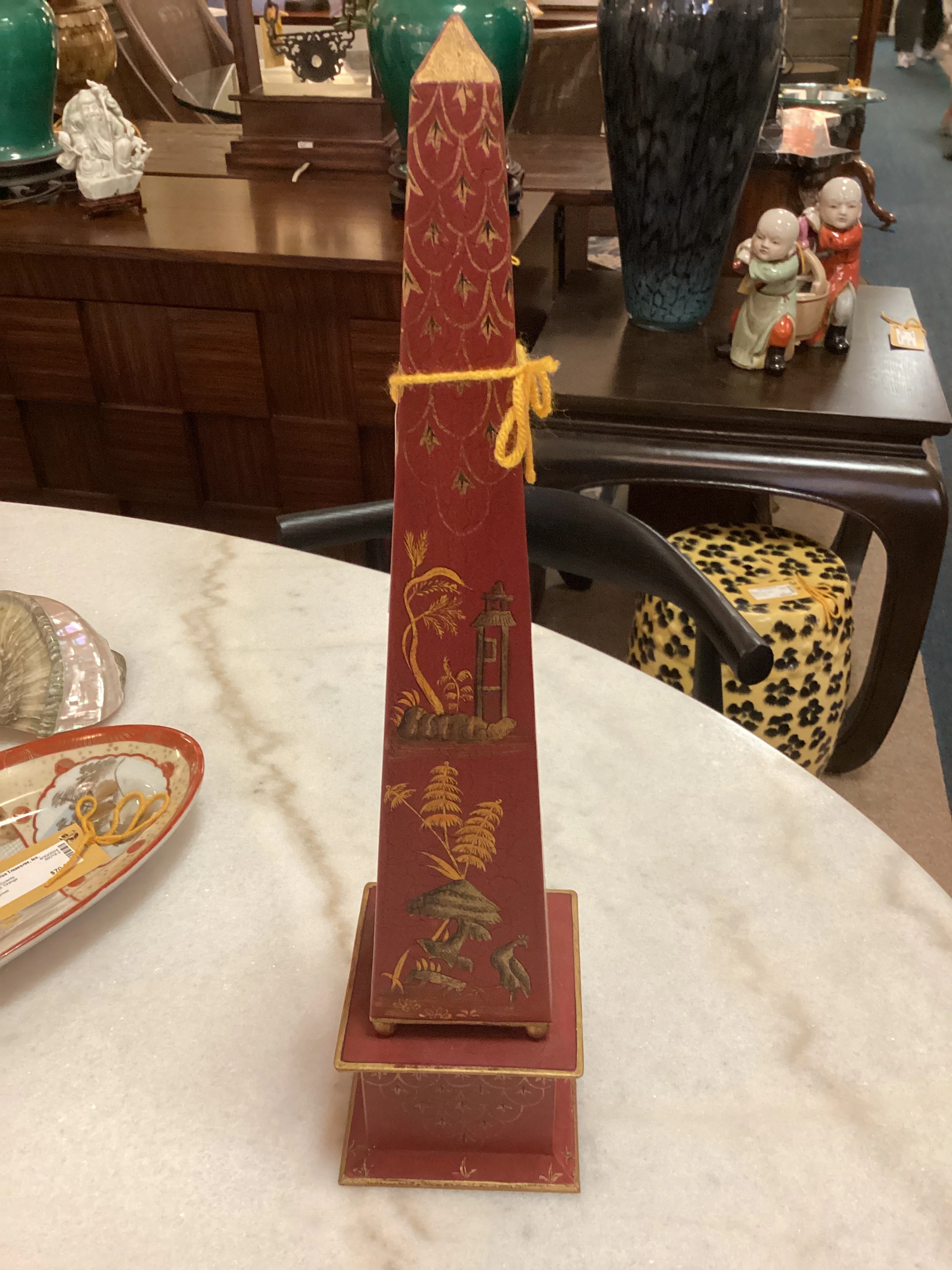 Pair of Red John Richard Obelisk Asian Theme - Image 2
