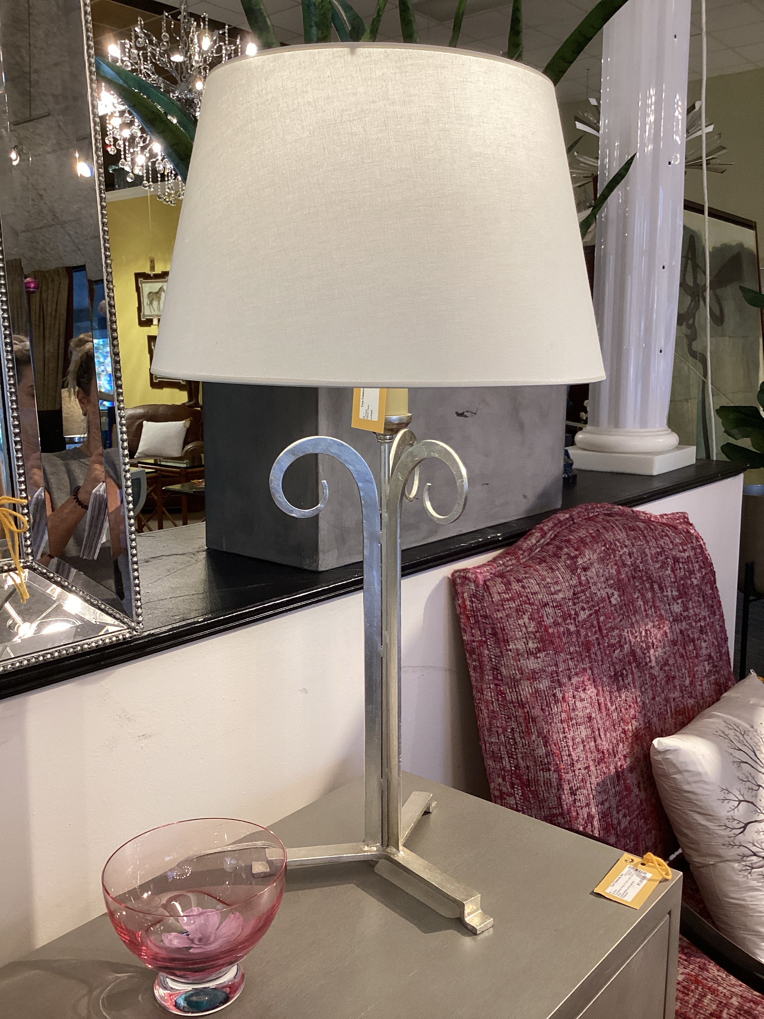 Pair Silver Tone Lamps - Image 2