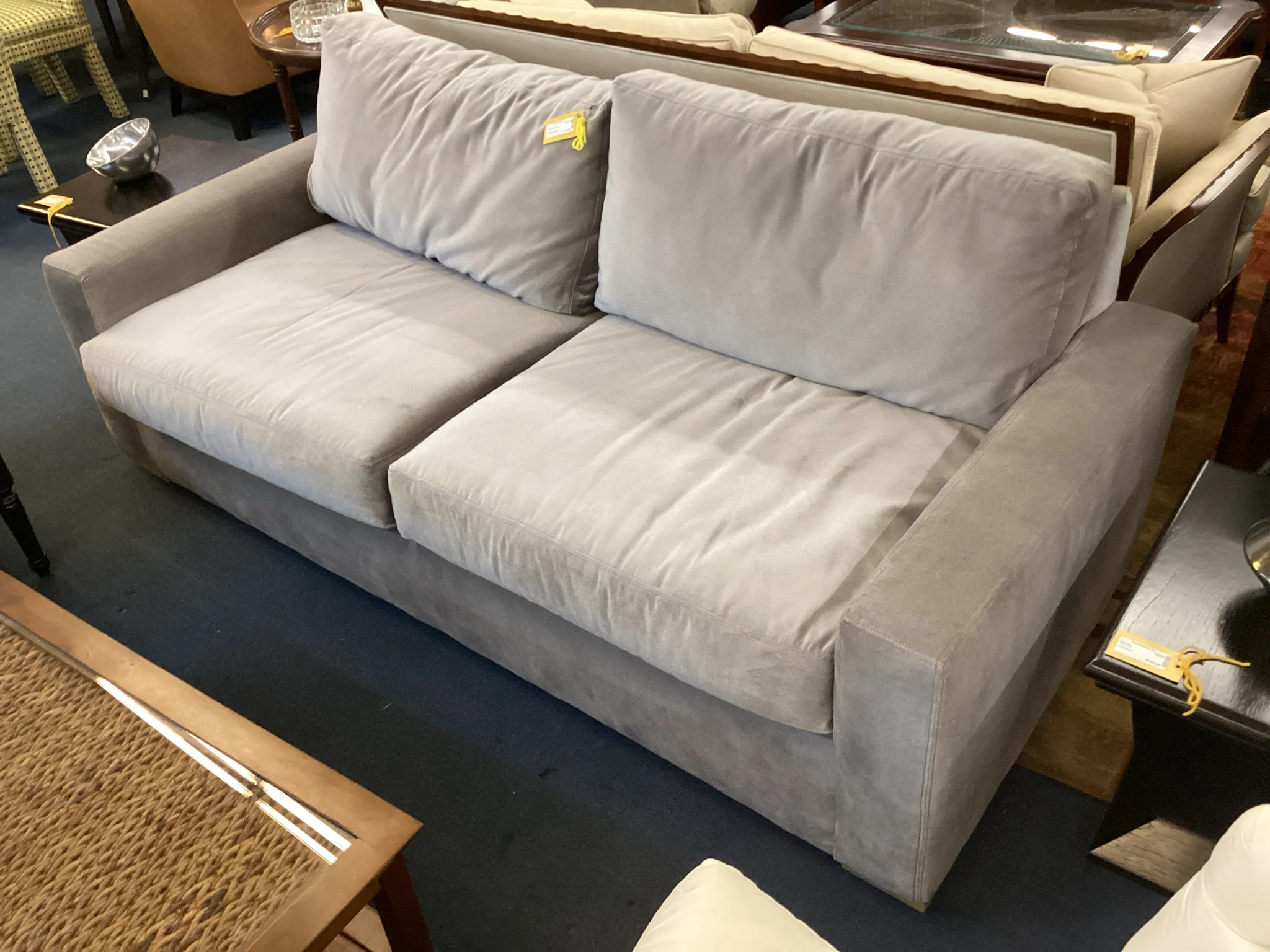 Restoration Hardware Gray Two Cushion Living Room Sofa - Image 2
