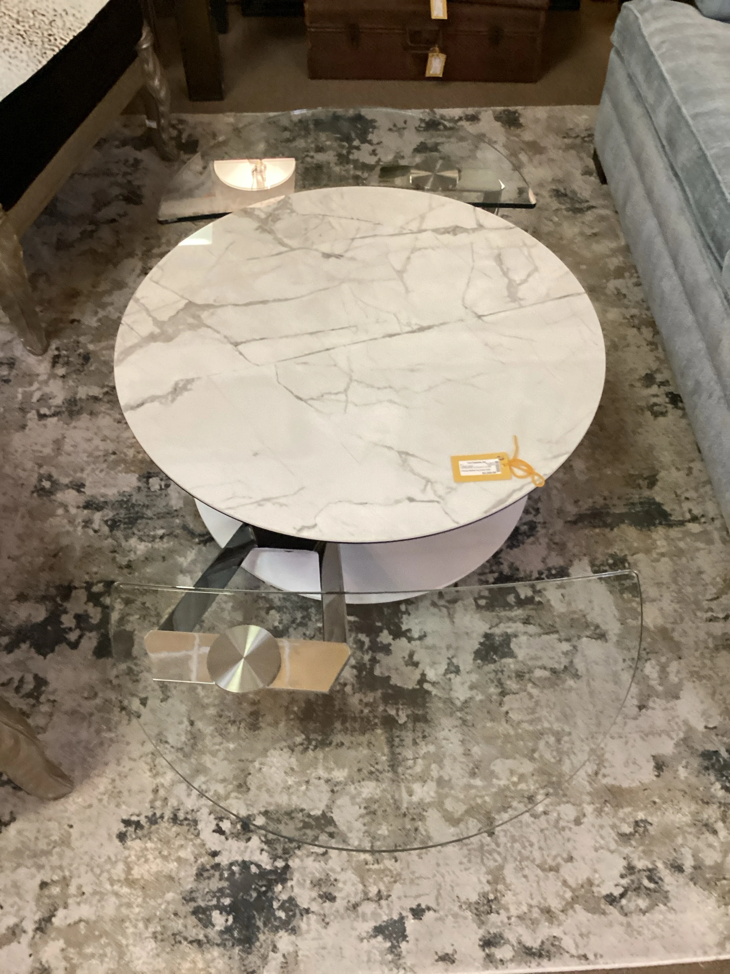 Round Contemporary Marble Top Coffee Table - Image 2