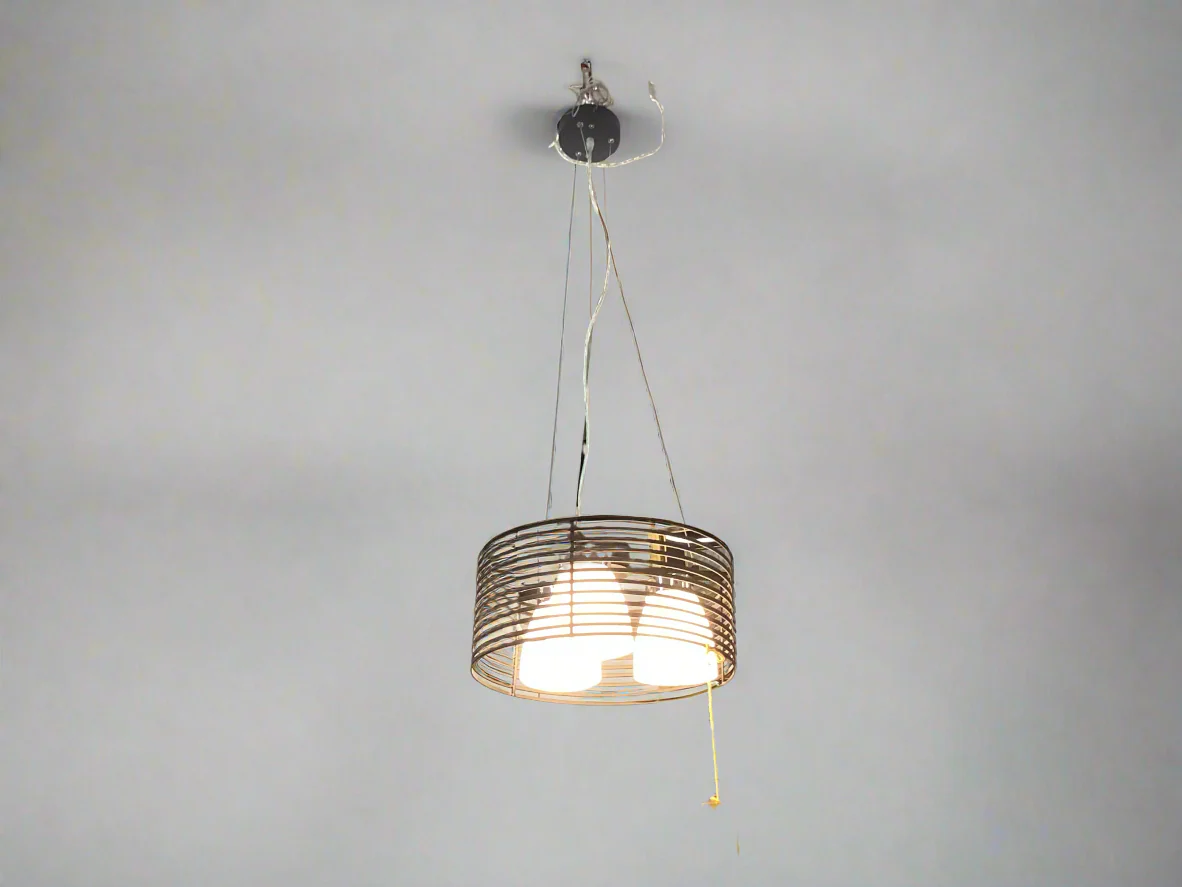 Round Metal Chandelier With Three Globes