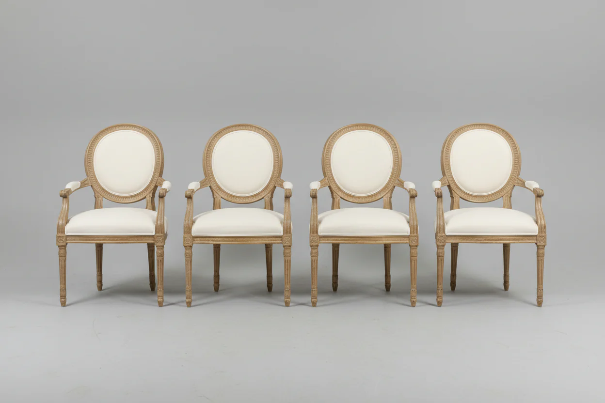 SET/4 Upholstered Dining Arm Chairs
