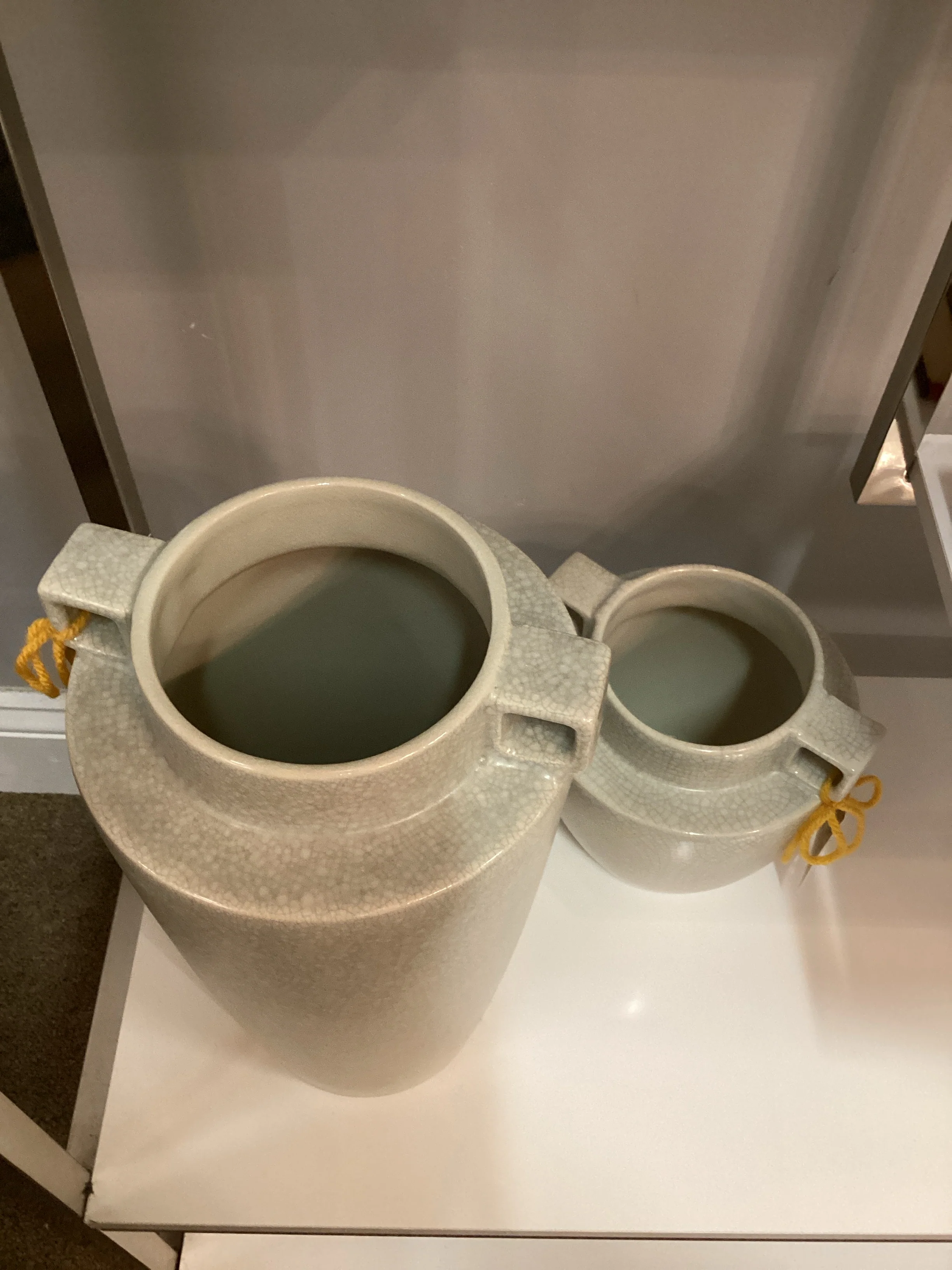 Set of 2 Gray Crackle Vases - Image 2