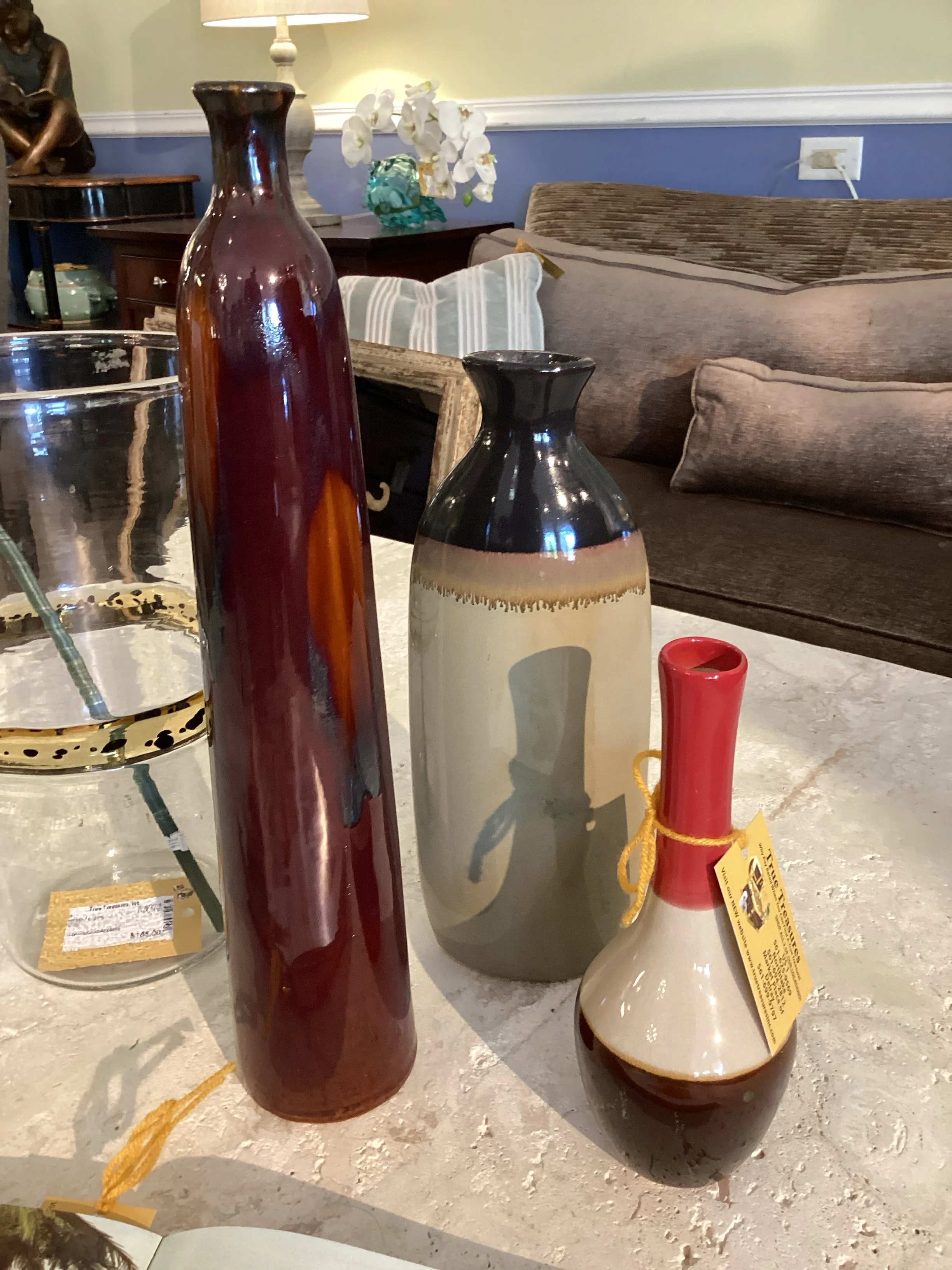 Set of 3 Earthtone Decorative Vases