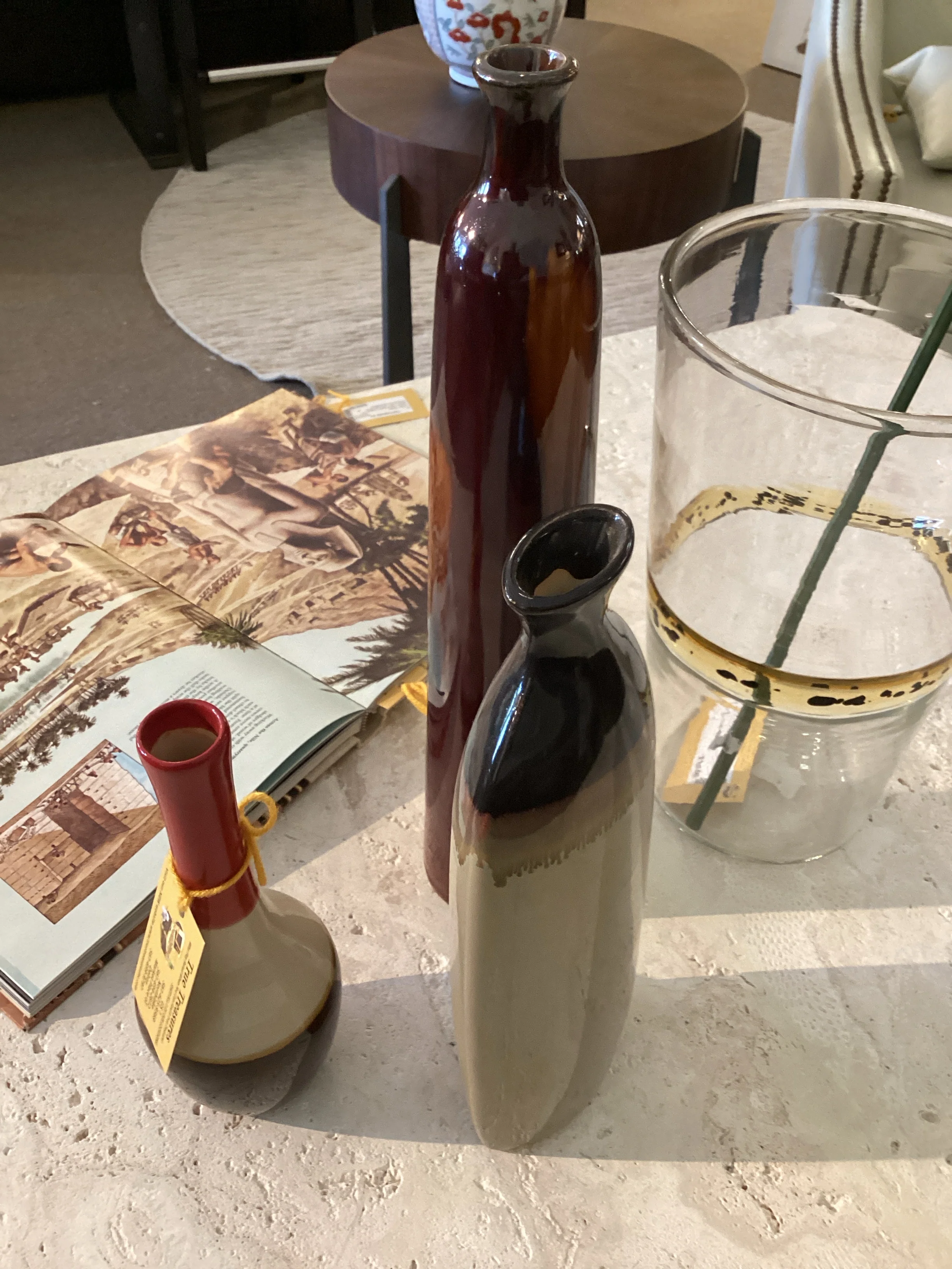 Set of 3 Earthtone Decorative Vases - Image 2