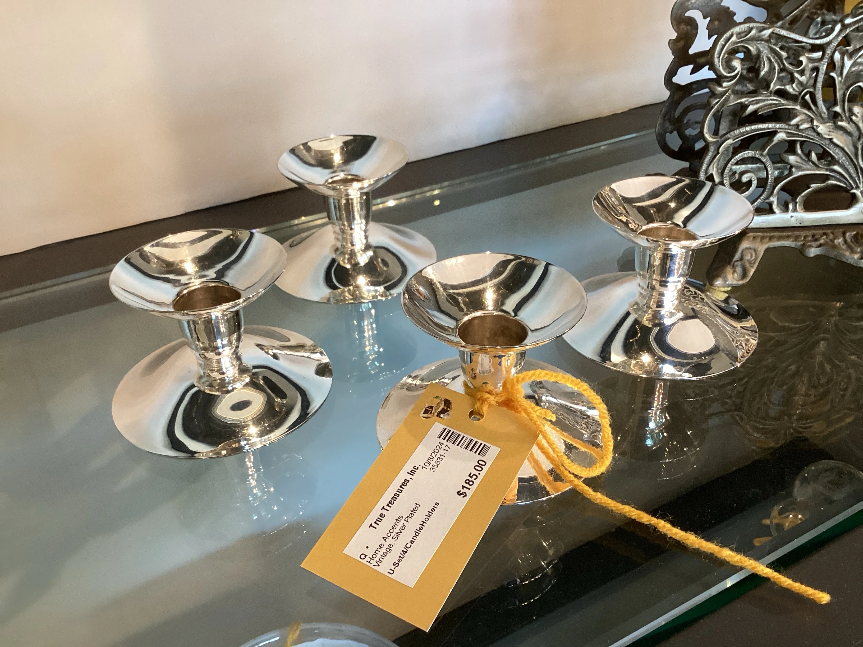 Set of Four Silver Plated Candle Holders