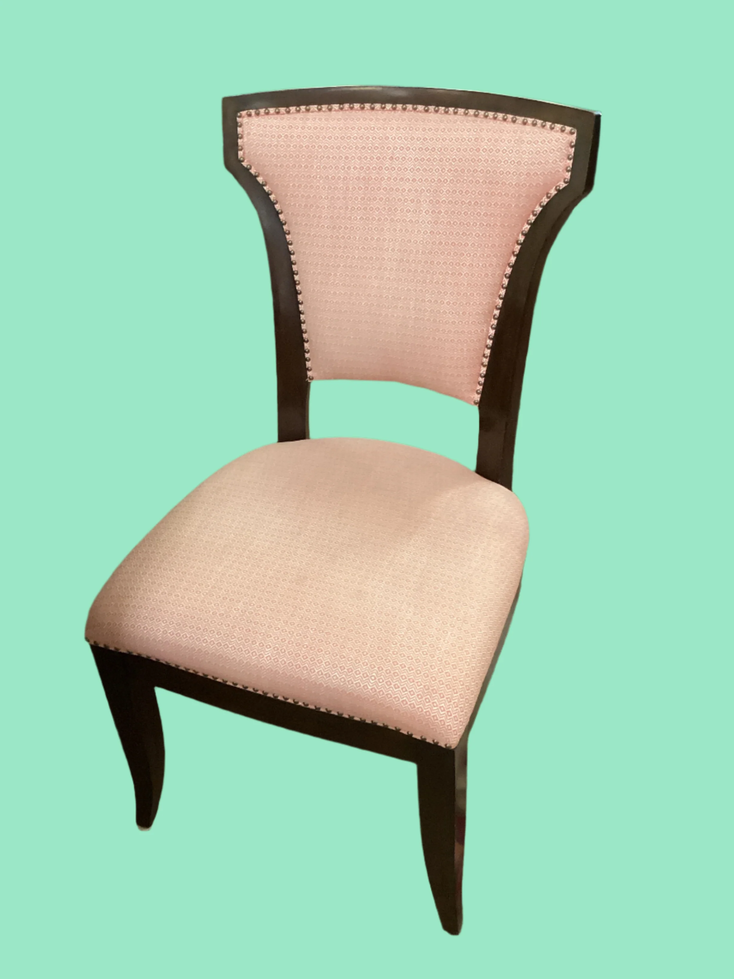 Set of Six Orange and White Dining Chairs