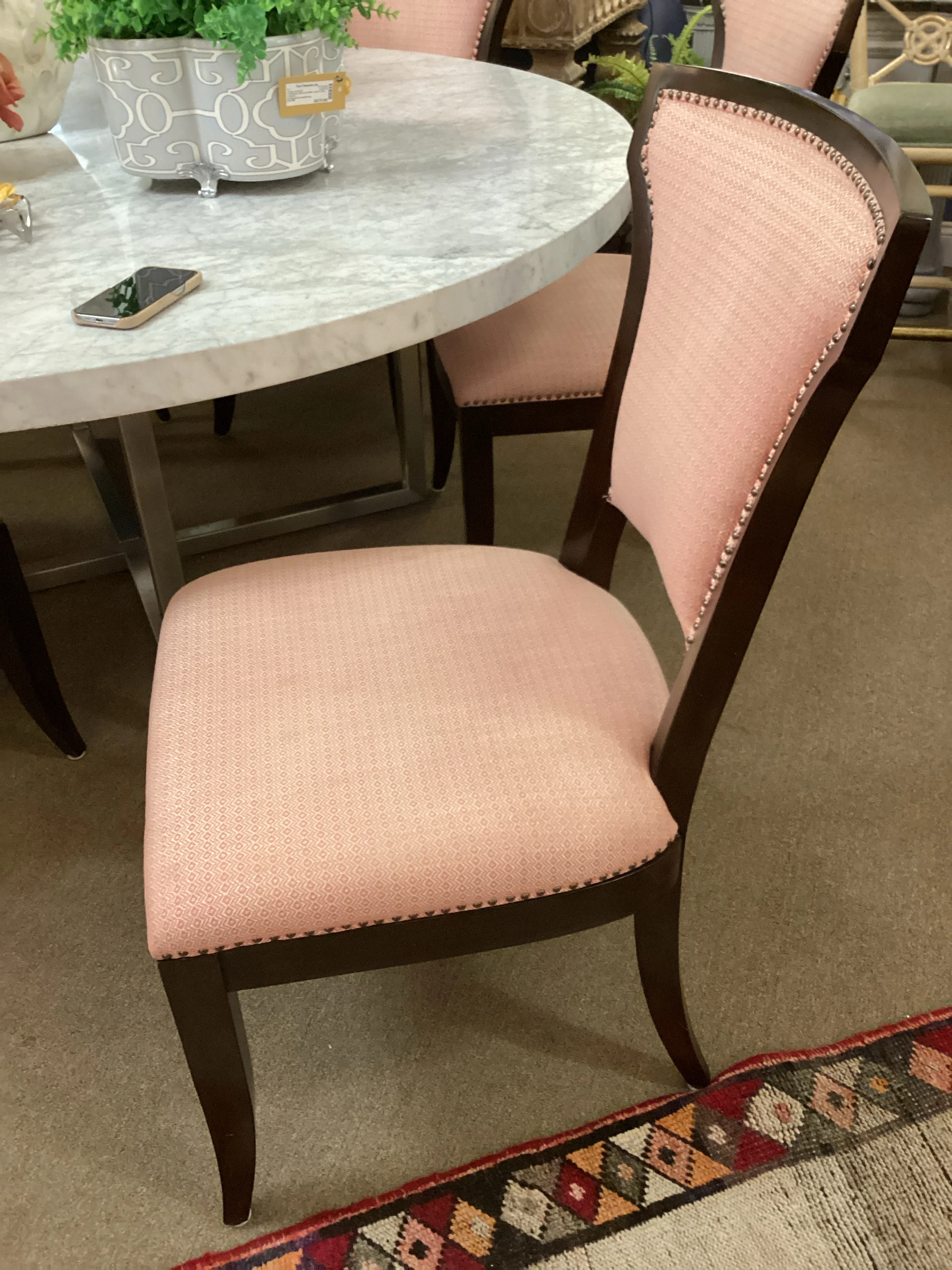 Set of Six Orange and White Dining Chairs - Image 3