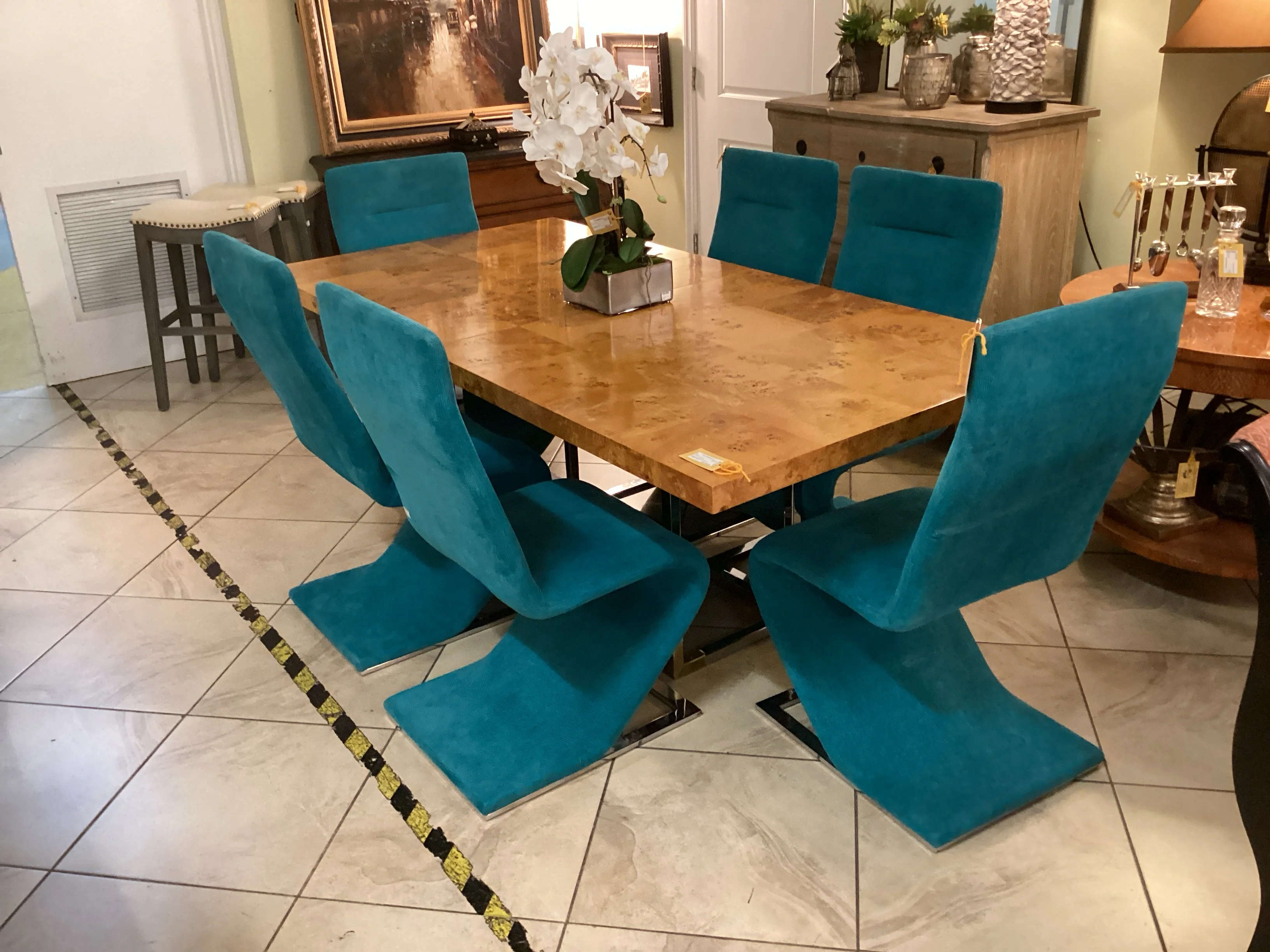 Teal Chrome Base Dining Chair - Image 2